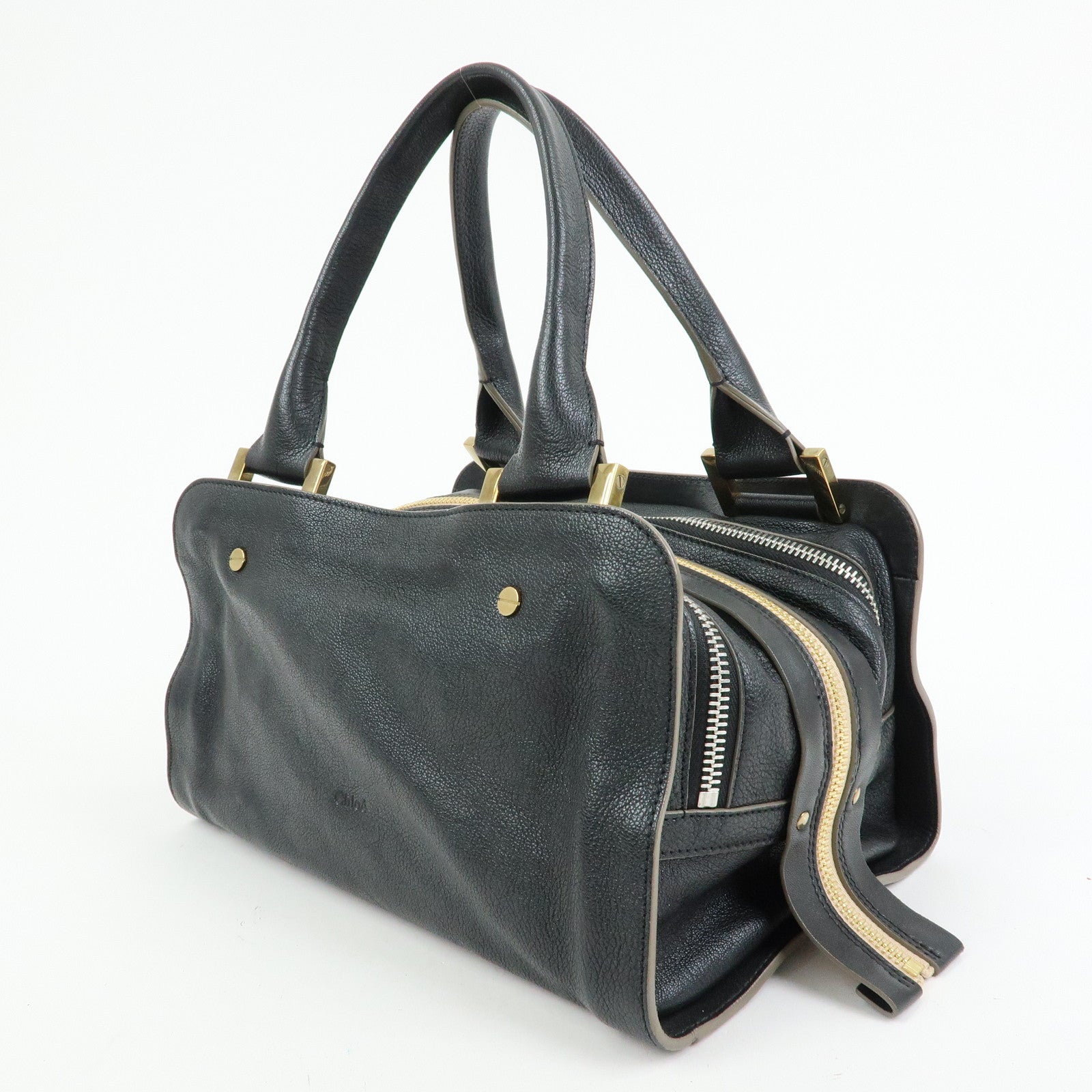 Chloe Dalston Leather Boston Bag Hand Bag Black