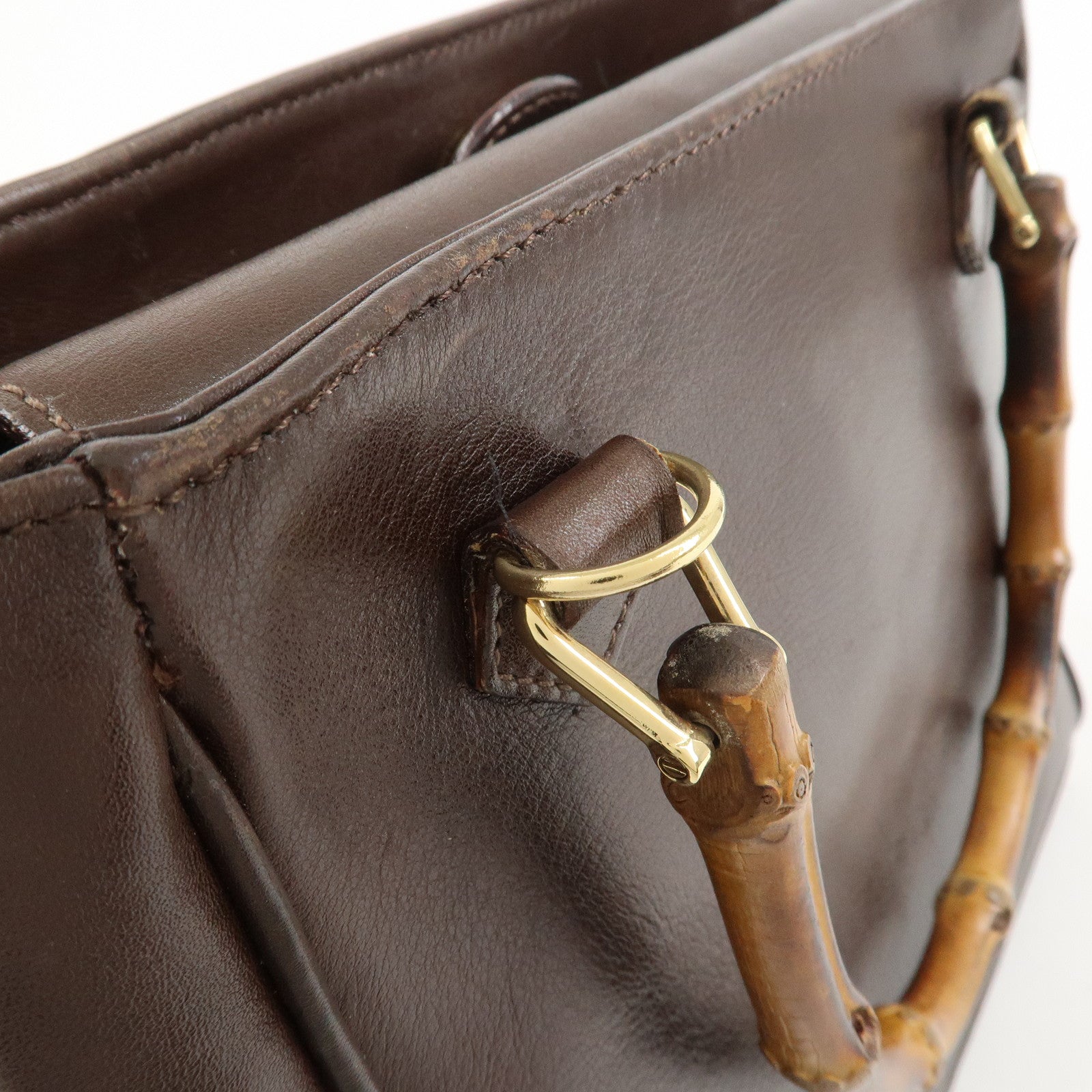 GUCCI Bamboo 2Way Bag Hand Bag Shoulder Bag Brown 000・122