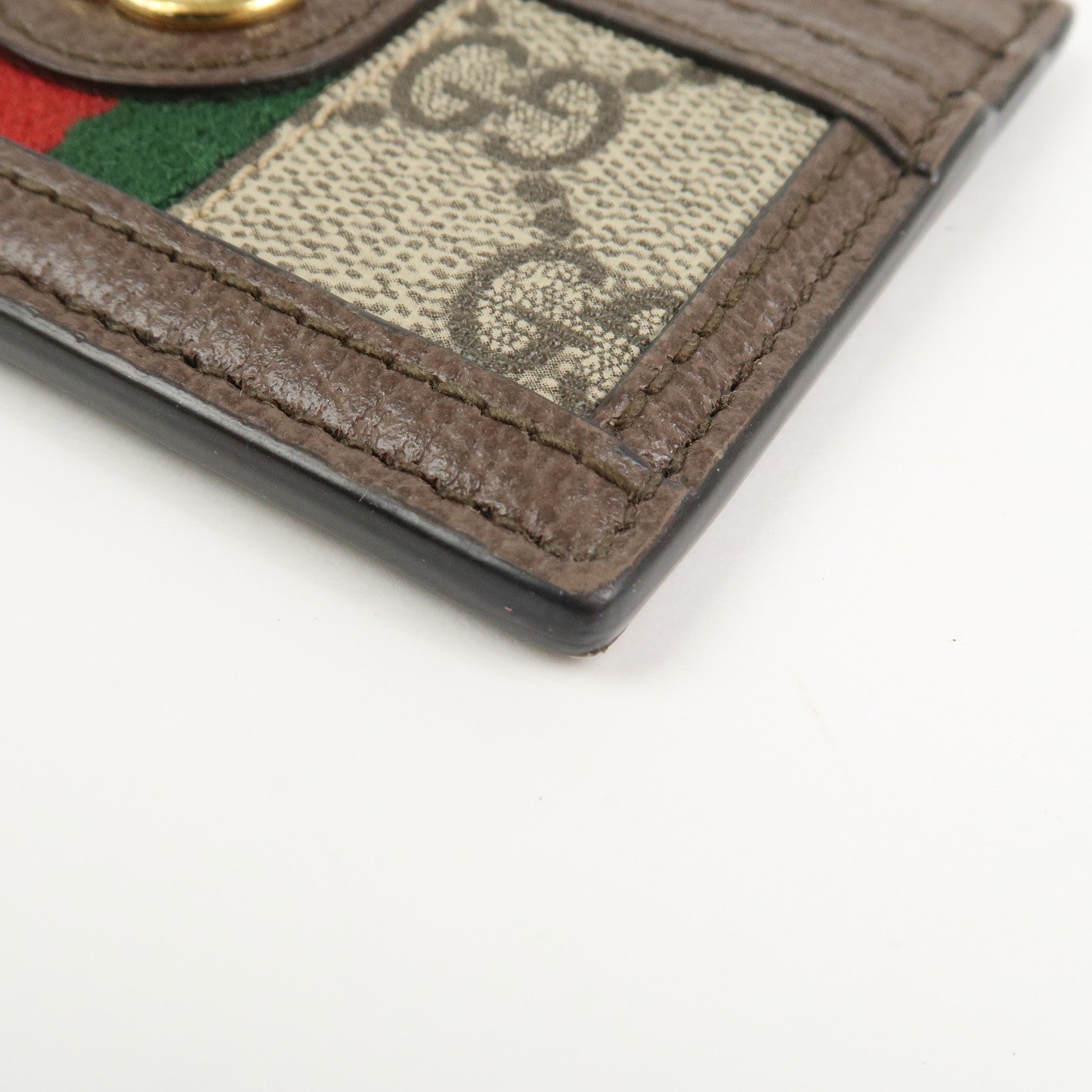 GUCCI Ophidia GG Supreme Leather Card Case Card Holder Brown 523159