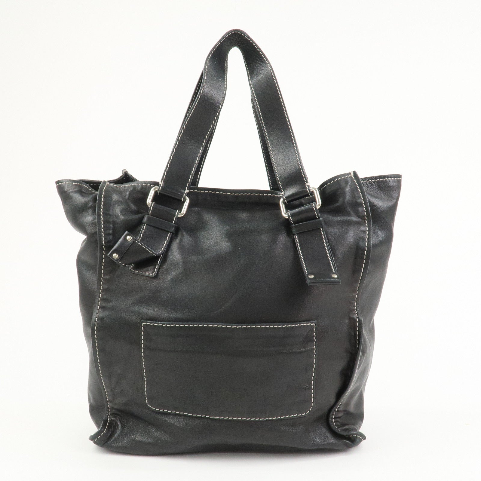 Chloe Patsy Leather Tote Bag Shoulder Bag Studs Black