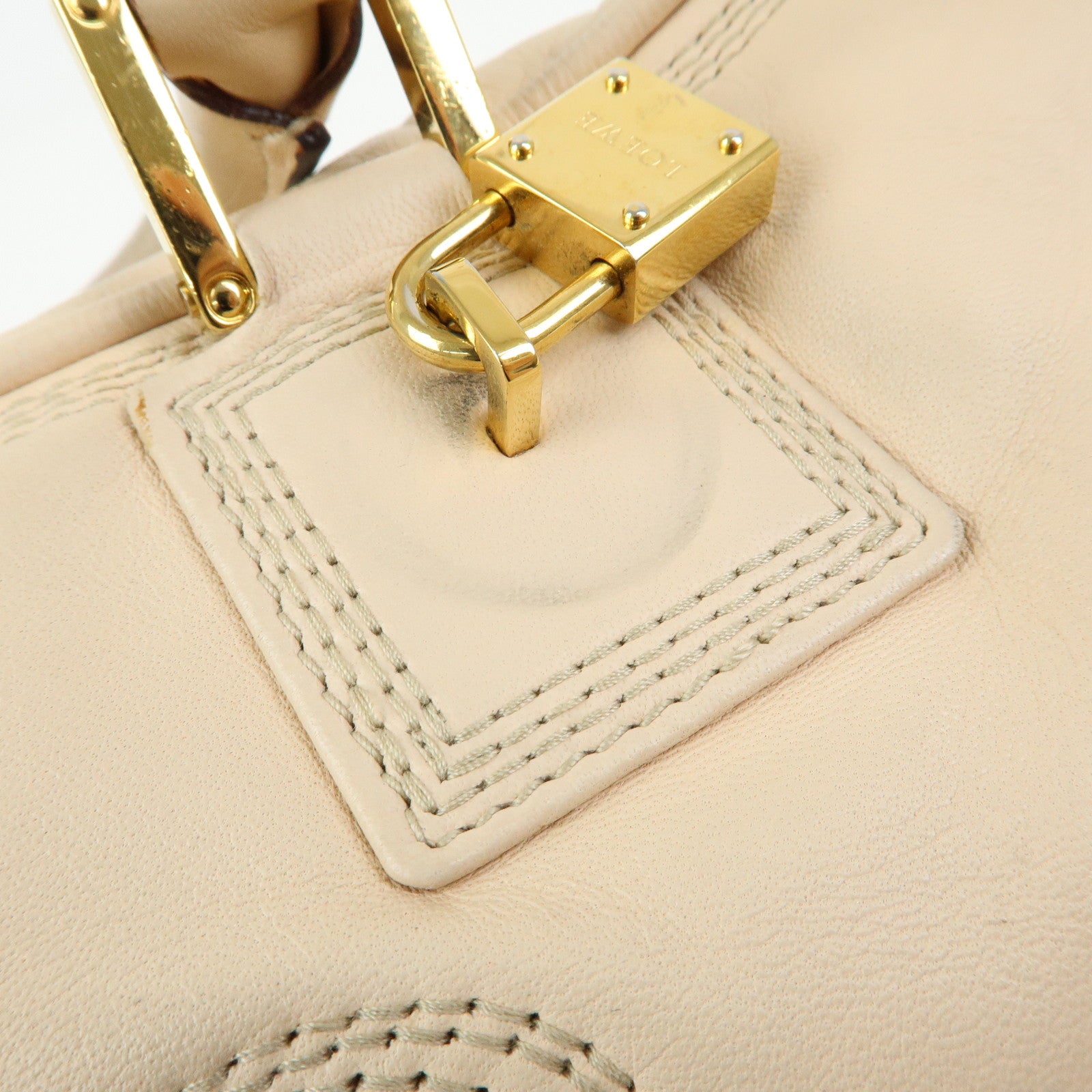 LOEWE Anagram Amazona 28 Nappa Leather Hand Bag Boston Bag Beige