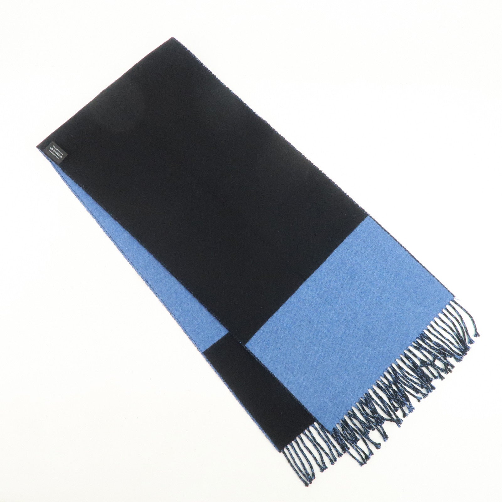HERMES Cashmere 100% Scarf Blue Black