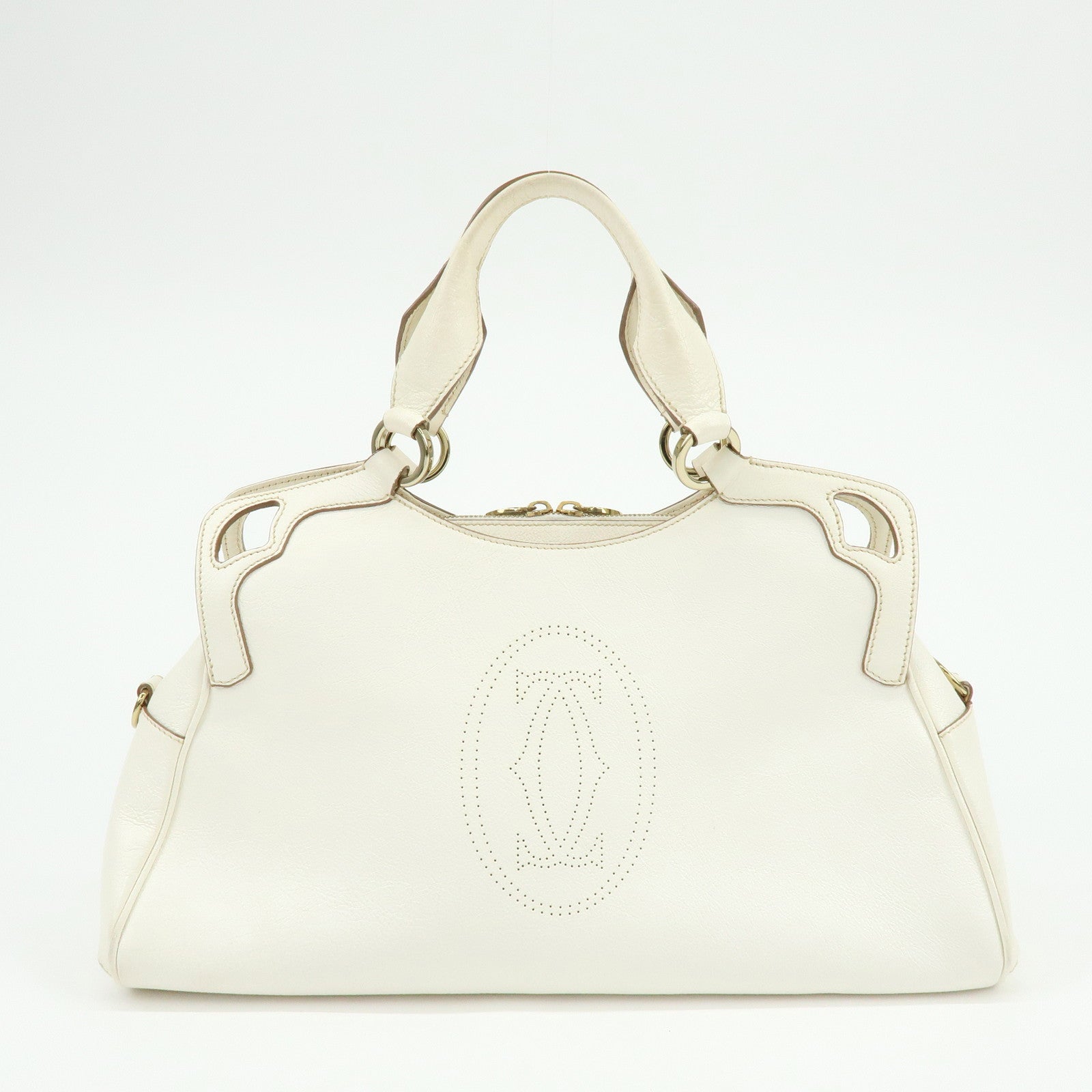 Cartier Marcello Leather 2Way Bag Shoulder Bag Hand Bag Ivory