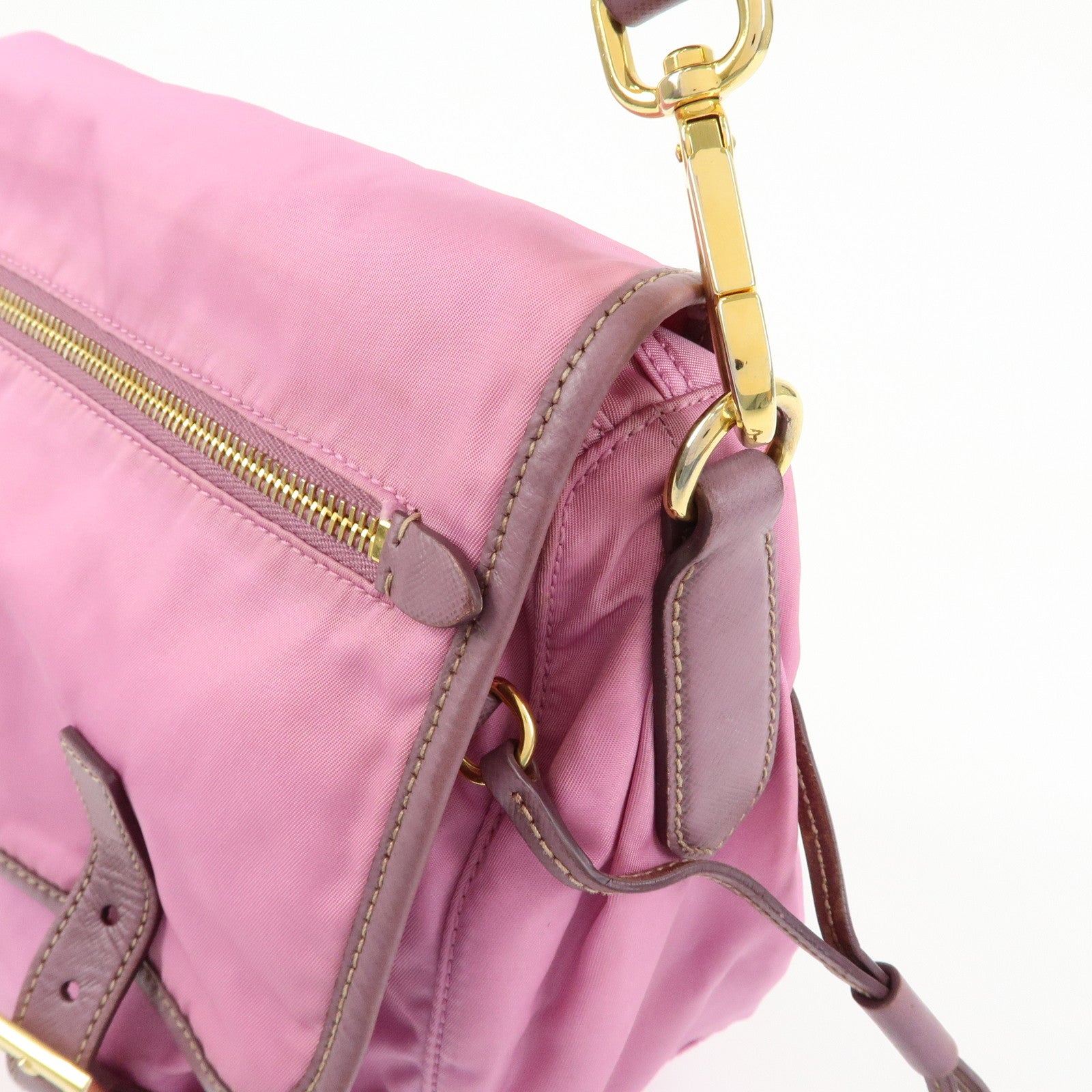 PRADA Nylon Saffiano Leather Shoulder Bag Crossbody Bag Purple