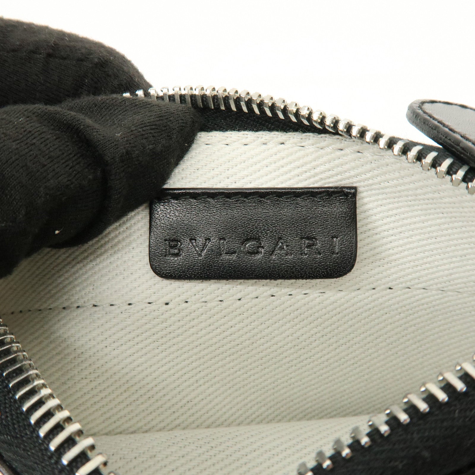 BVLGARI Logo Mania Denim Leather Shoulder Bag Crossbody Bag Black