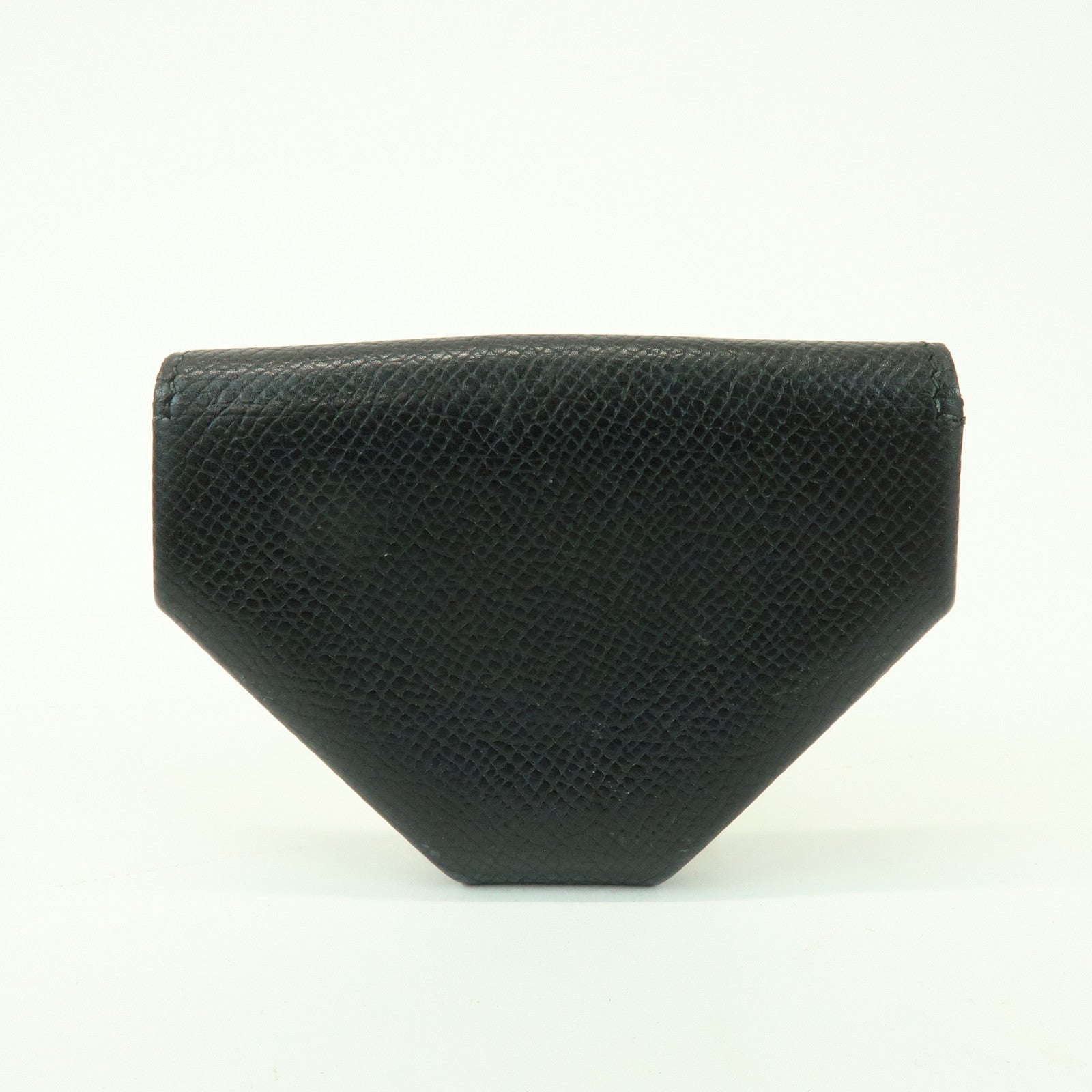 HERMES Logo Chevrelle Coin Case Coin Purse 〇S Stamped Black