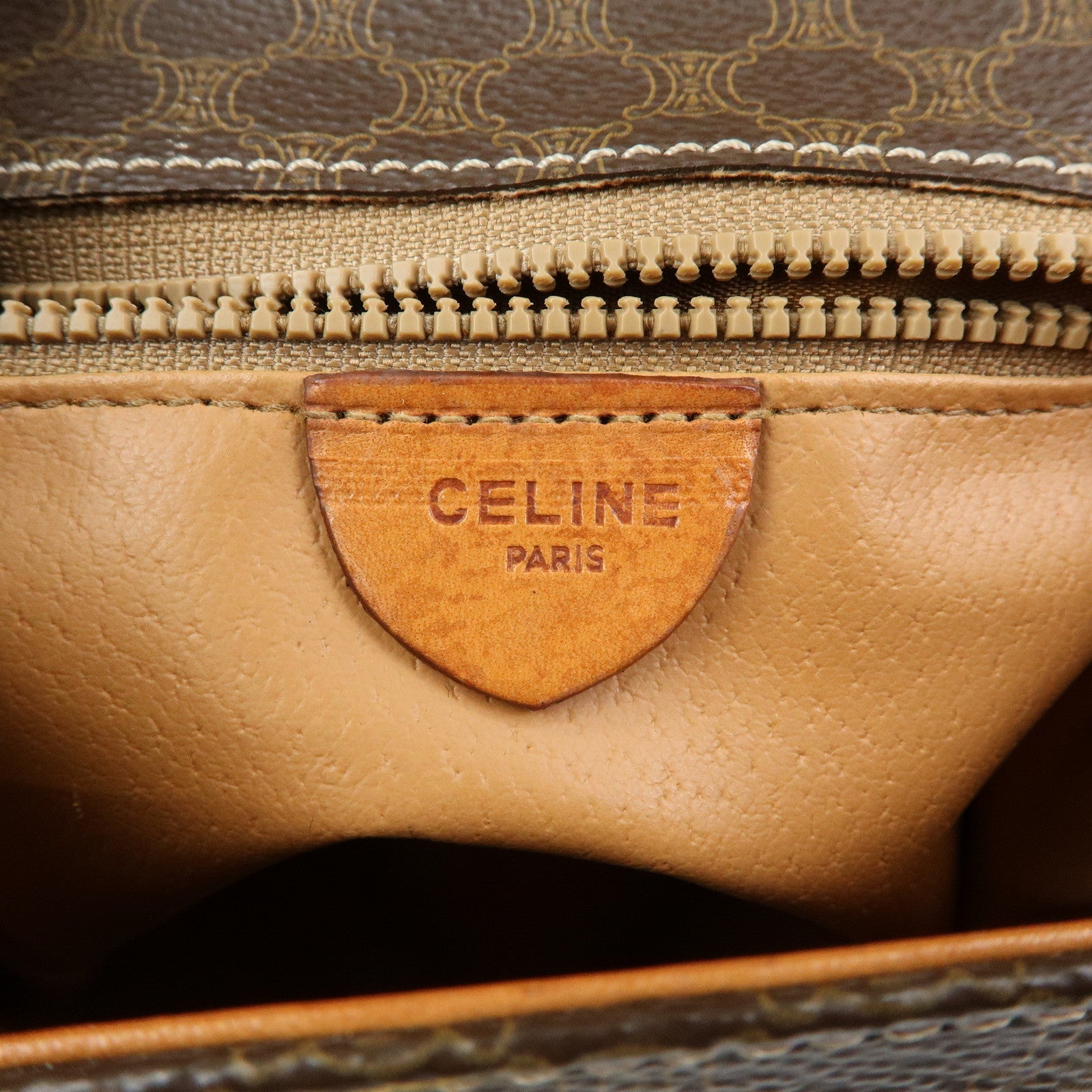 CELINE Macadam PVC Leather 2WAY Bag Hand Bag Shoulder Bag Brown
