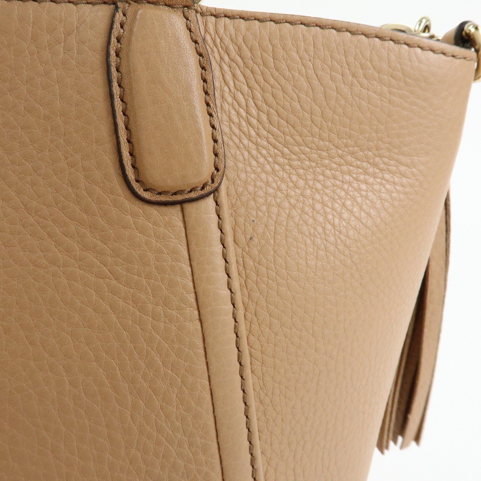 GUCCI SOHO Interlocking G Leather 2Way Hand Bag Beige 369176