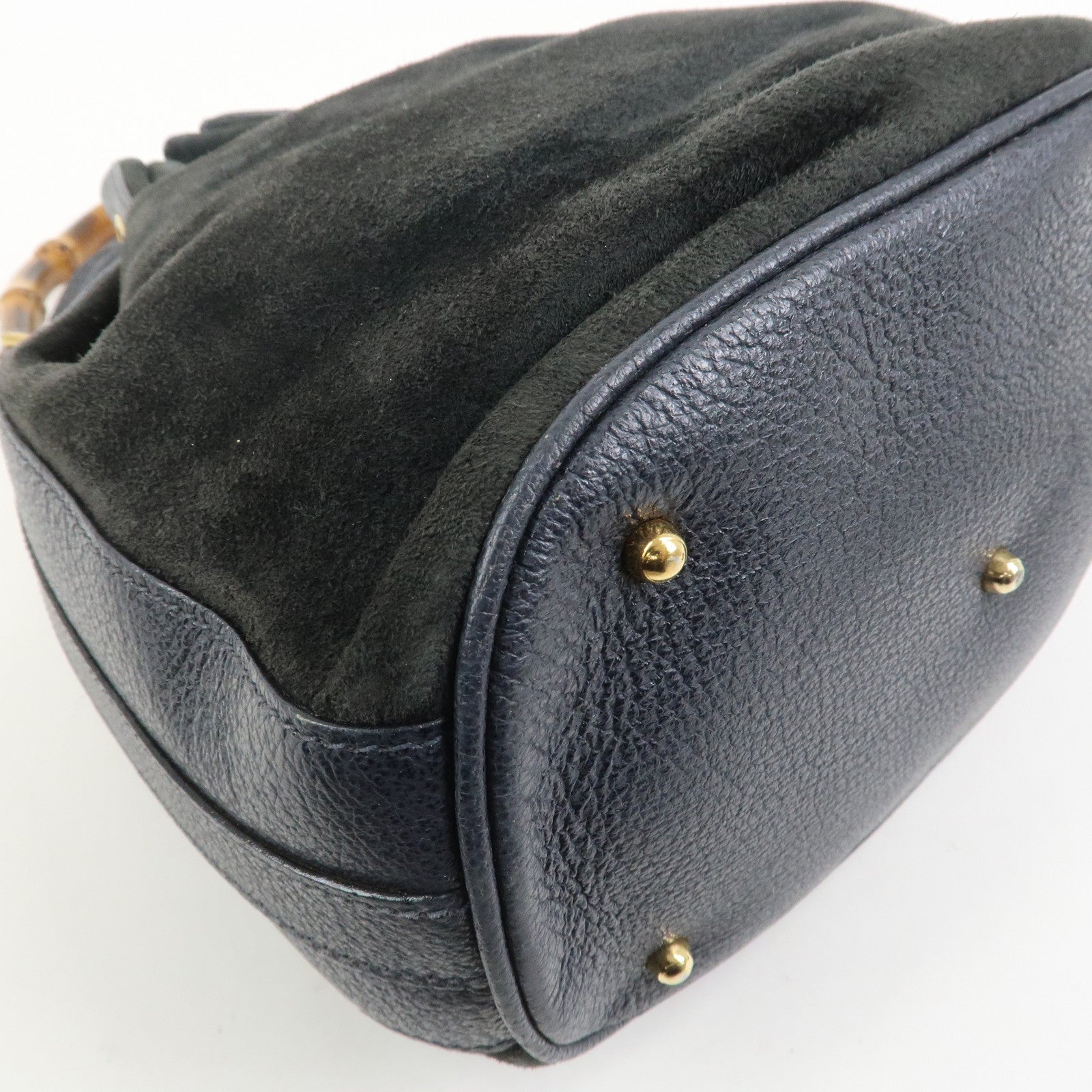 GUCCI Bamboo 2Way Bag Hand Bag Shoulder Bag Dark Navy 001繝ｻ2865