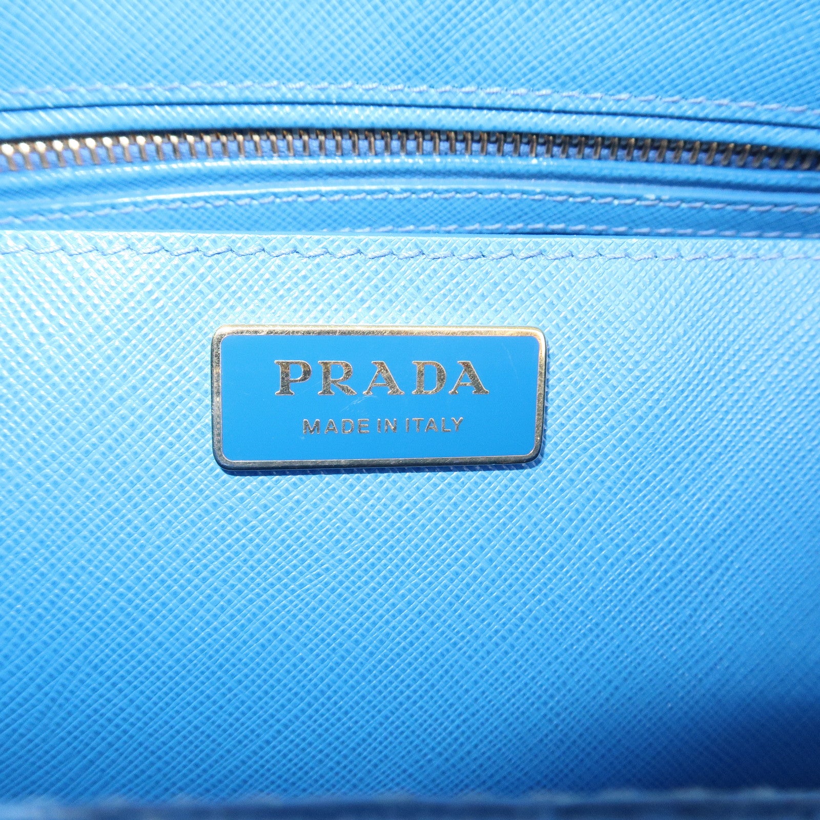 PRADA Triangle Logo Galleria Saffiano Leather 2Way Bag Blue 1BA274