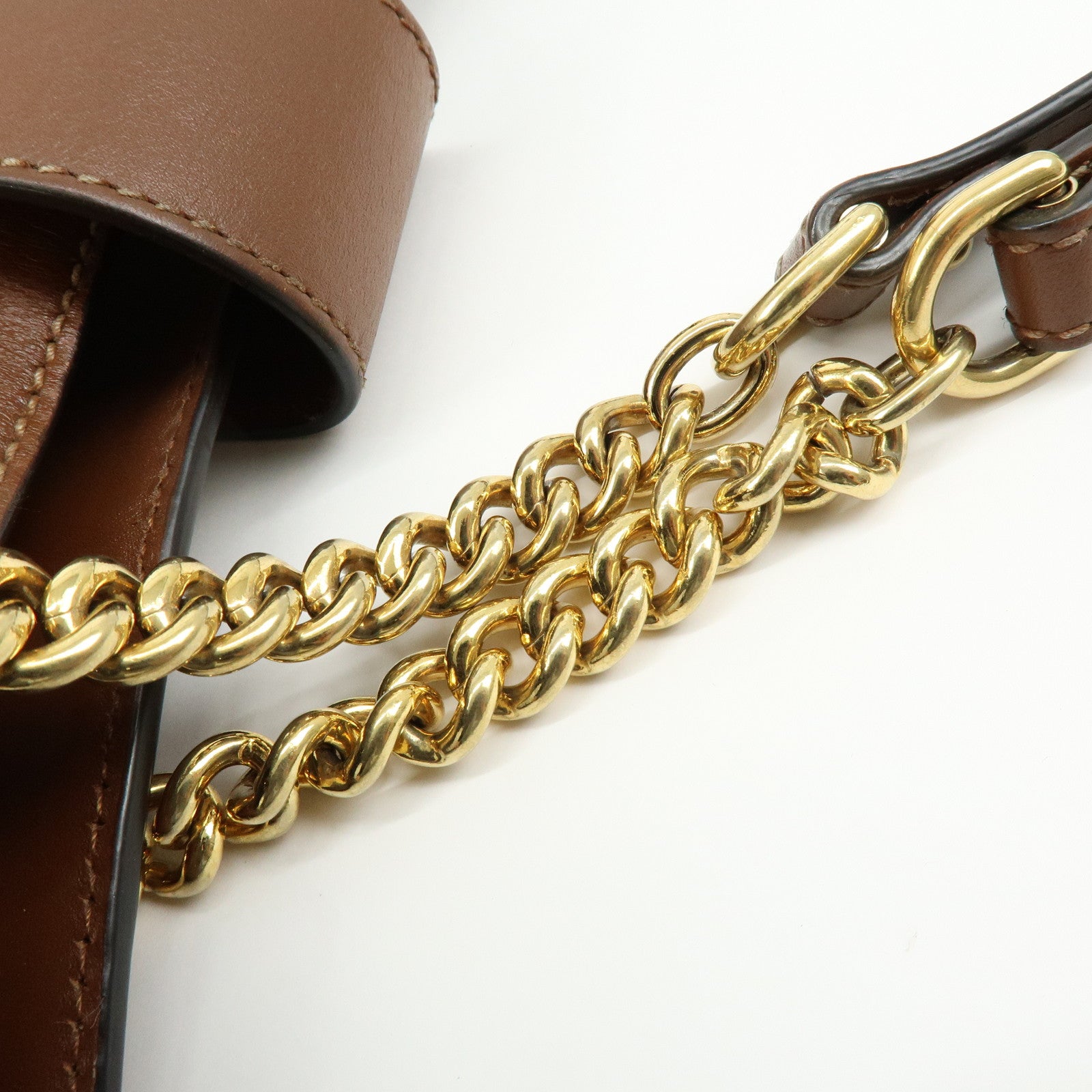 GUCCI GG Supreme PVC Leather Chain Shoulder Bag Beige Brown 479197