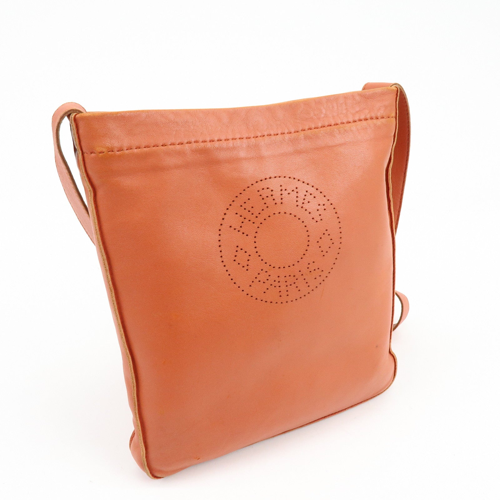 HERMES Leather Clou de Selle Shoulder Bag Crossbody Bag □P Stamped