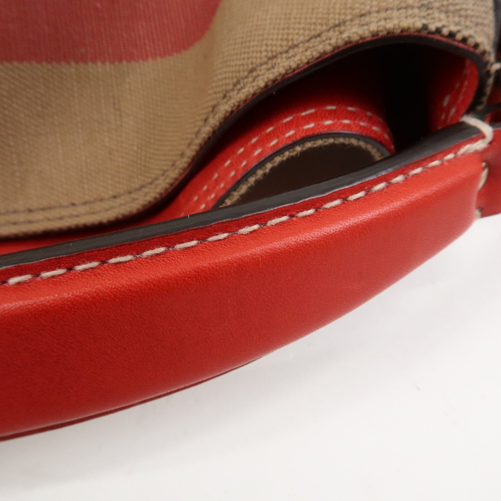 Burberry Ashby Canvas Leather 2Way Bag Shoulder Bag Brown Red