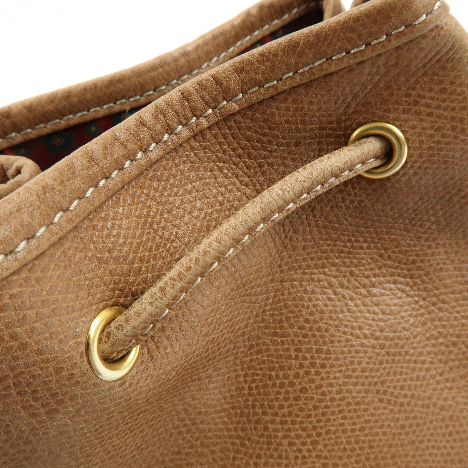 LOEWE Anagarm Leather Drawstring Shoulder Bag Brown