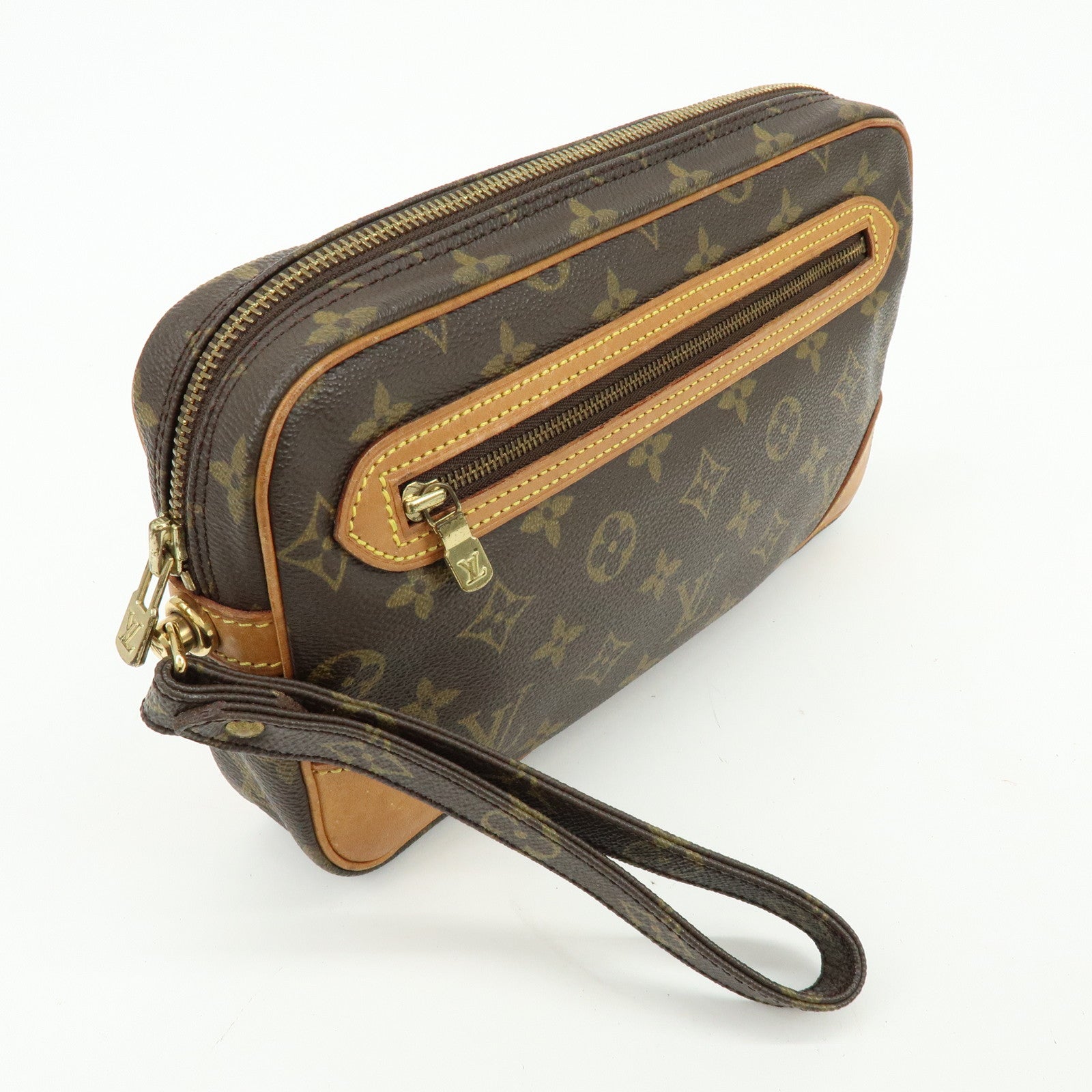Louis Vuitton Monogram Marly Dragonne GM Clutch Bag Brown M51825