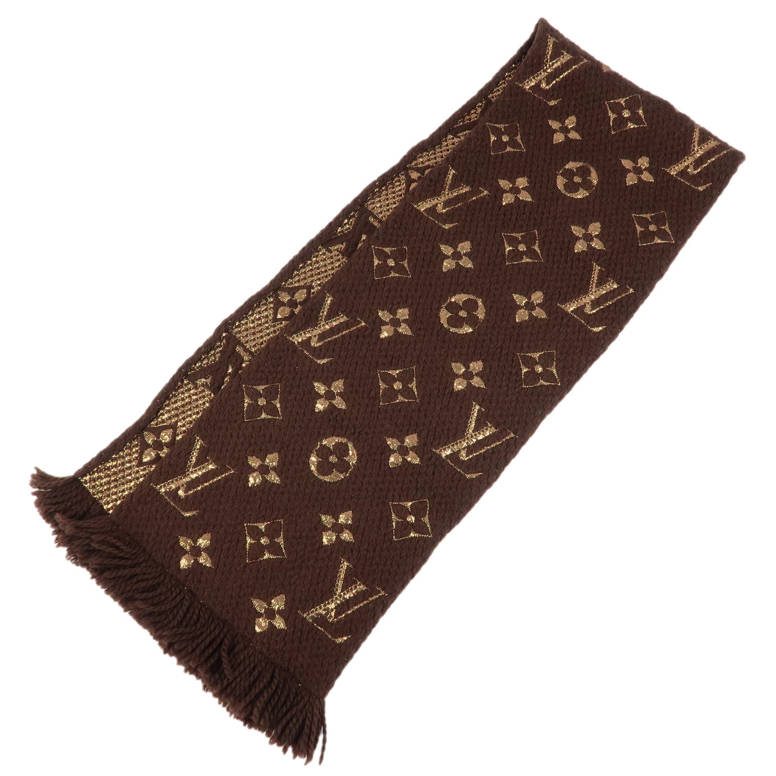 Louis Vuitton Echarpe Logomania Shine Wool Silk Scarf Brown M71383