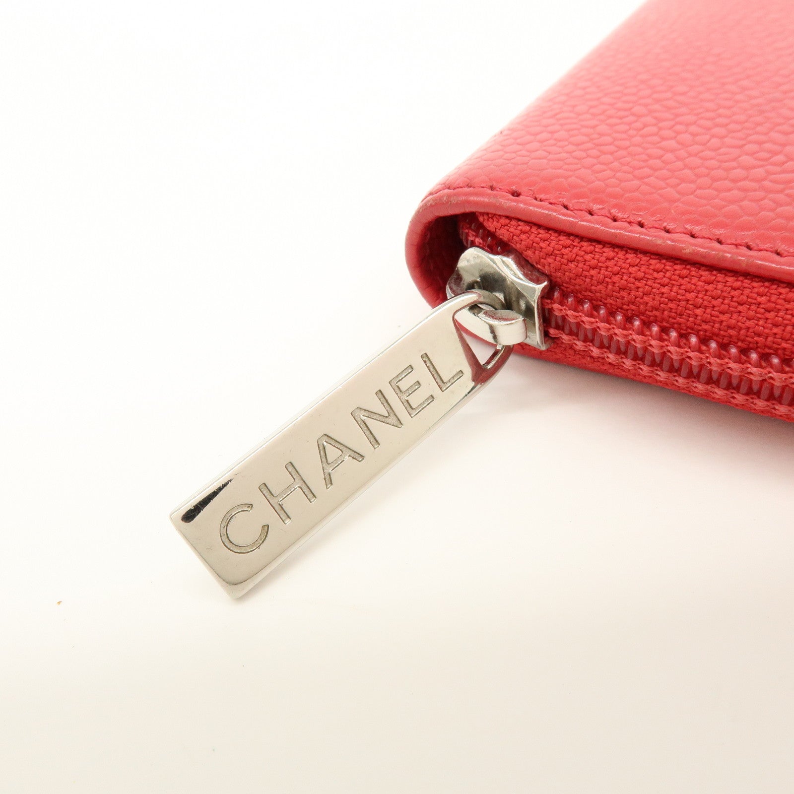 CHANEL COCO Mark Caviarskin Card Case Coin Case Red A68890