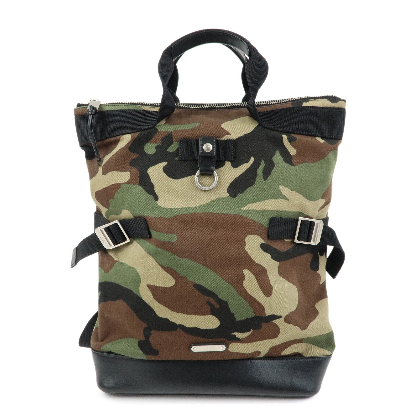 SAINT LAURENT PARIS Nylon Canvas Leather Backpack Camouflage 484172