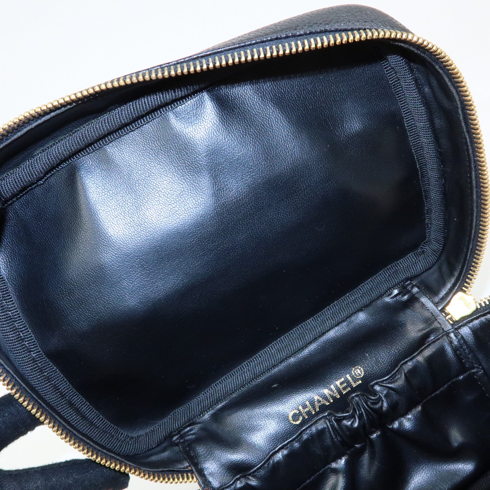 CHANEL COCO Mark Caviarskin Hand Bag Vanity Case Black A01997