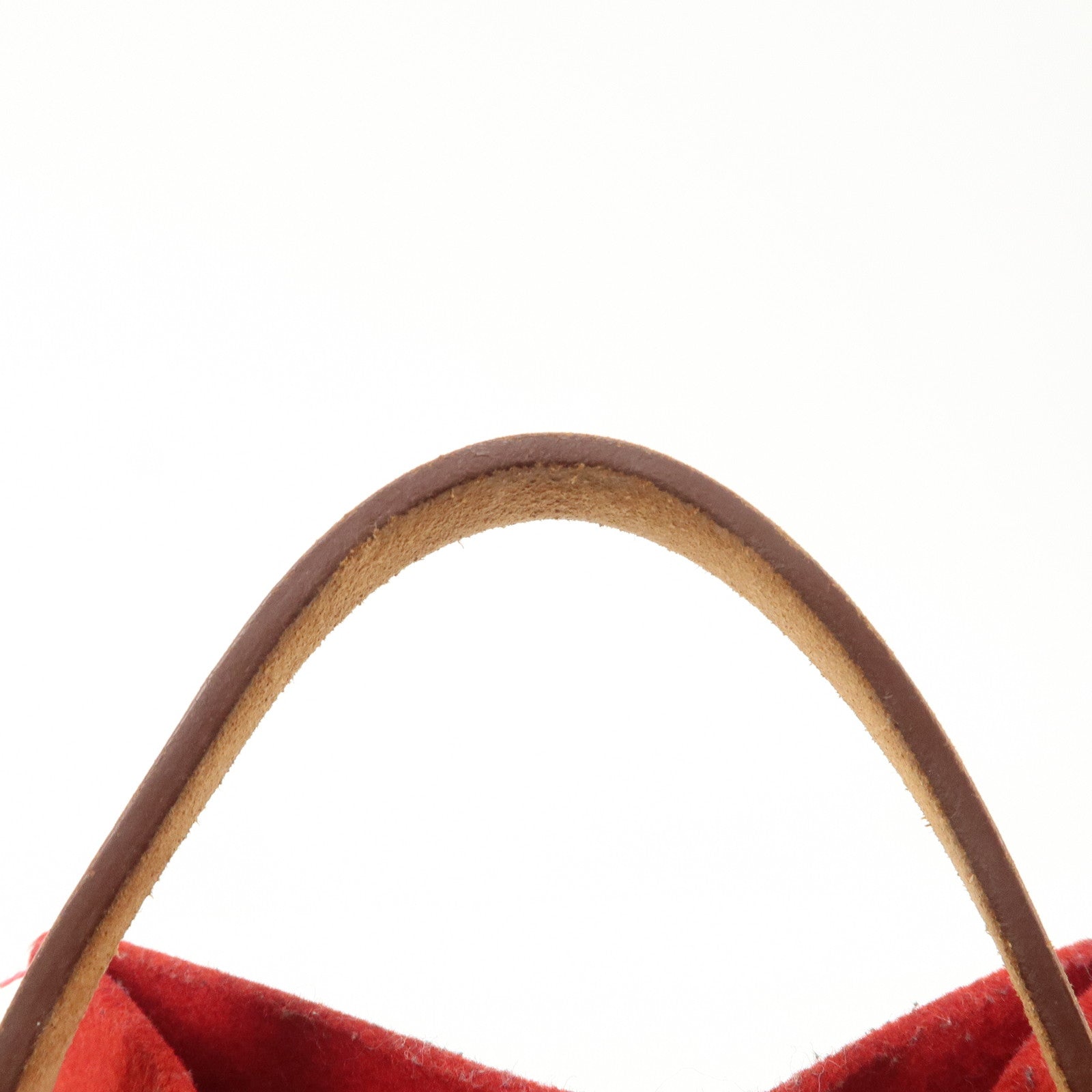 HERMES Leather Felt Cabalicol P Stamped Shoulder Bag Beige Red Used