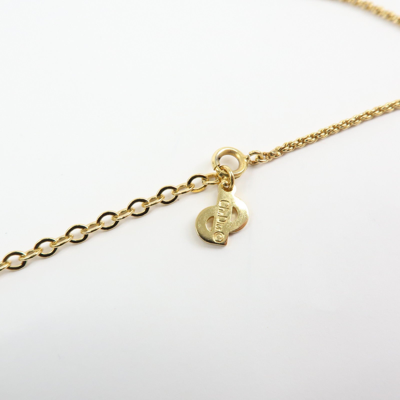 Christian Dior CD Logo Metal Necklace Gold