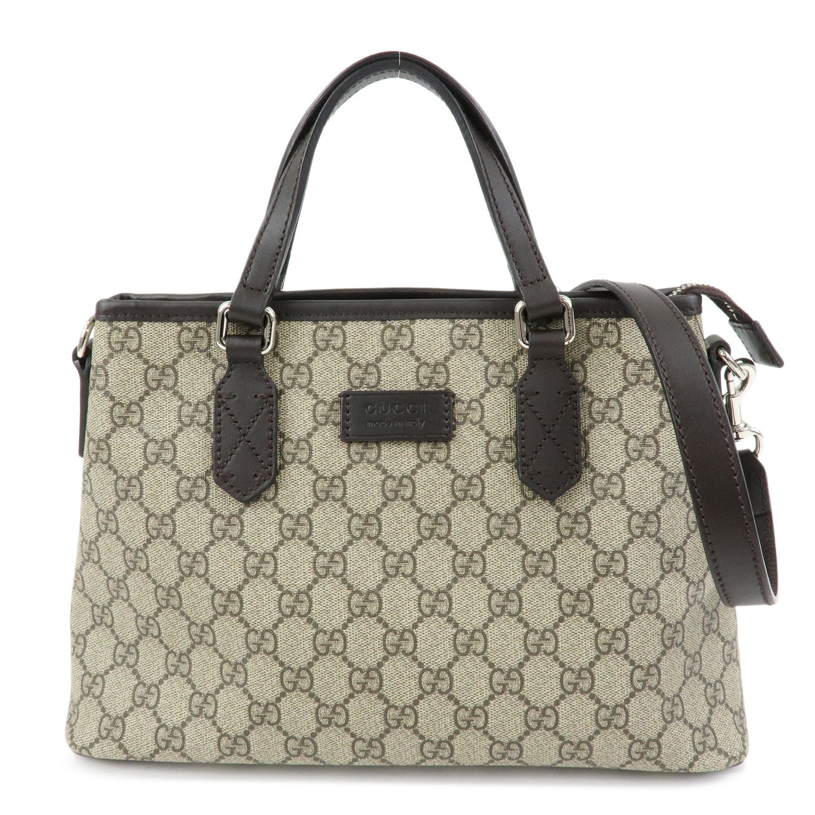 GUCCI GG Supreme 2Way Bag Hand Bag Shoulder Bag Beige Brown 429019
