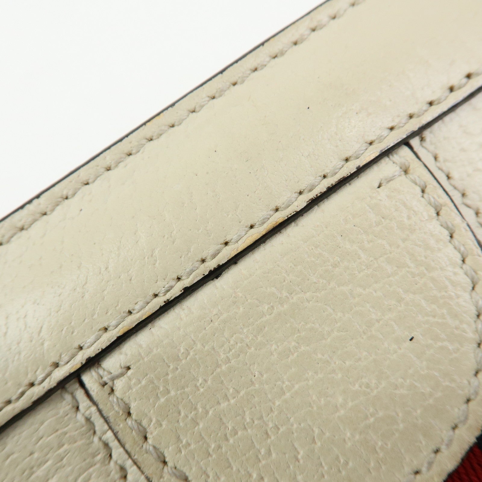GUCCI Ophidia Sherry Leather Shoulder Bag Cutch Bag Ivory 503877