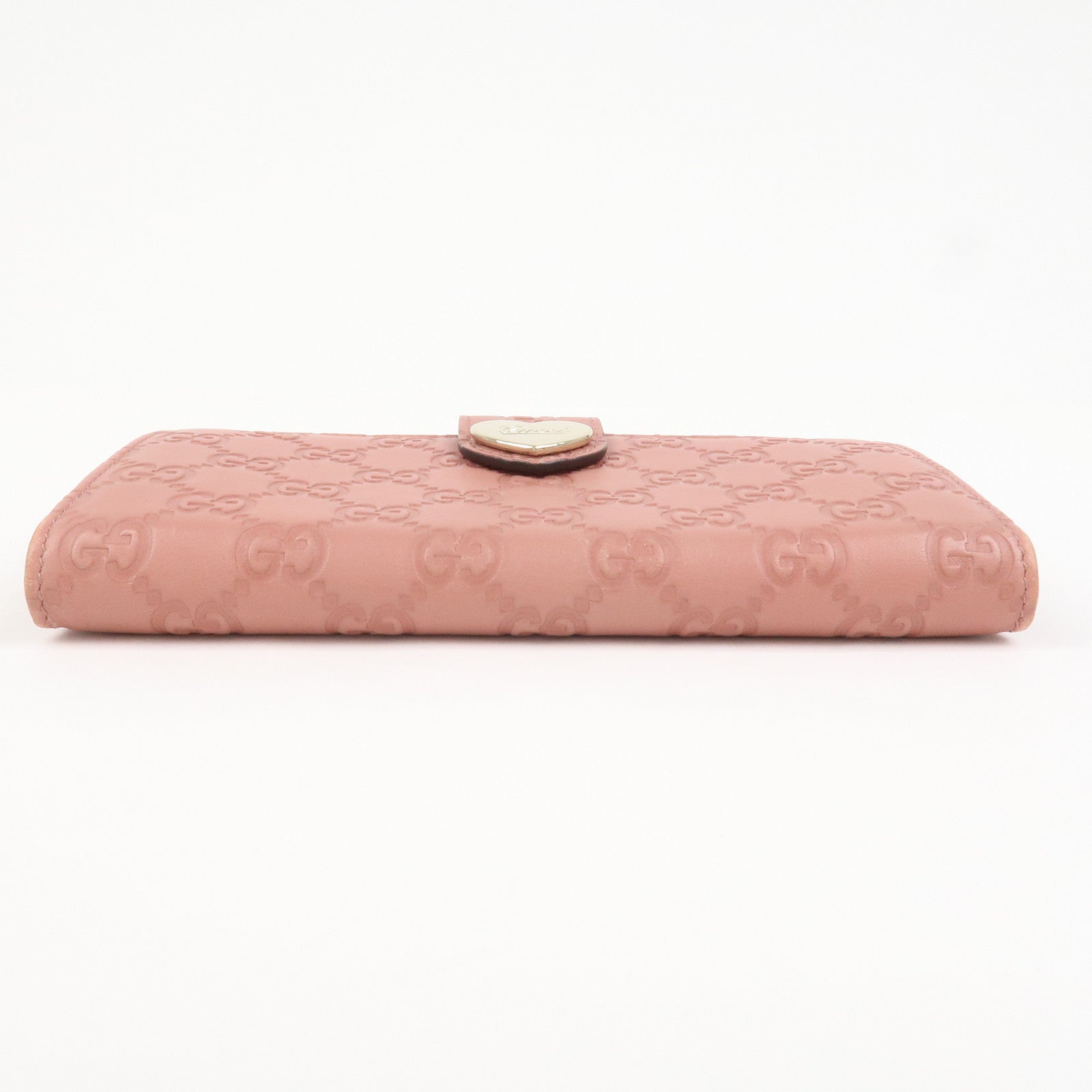 GUCCI Guccissima Lovely Heart Leather Long Wallet Pink 203550