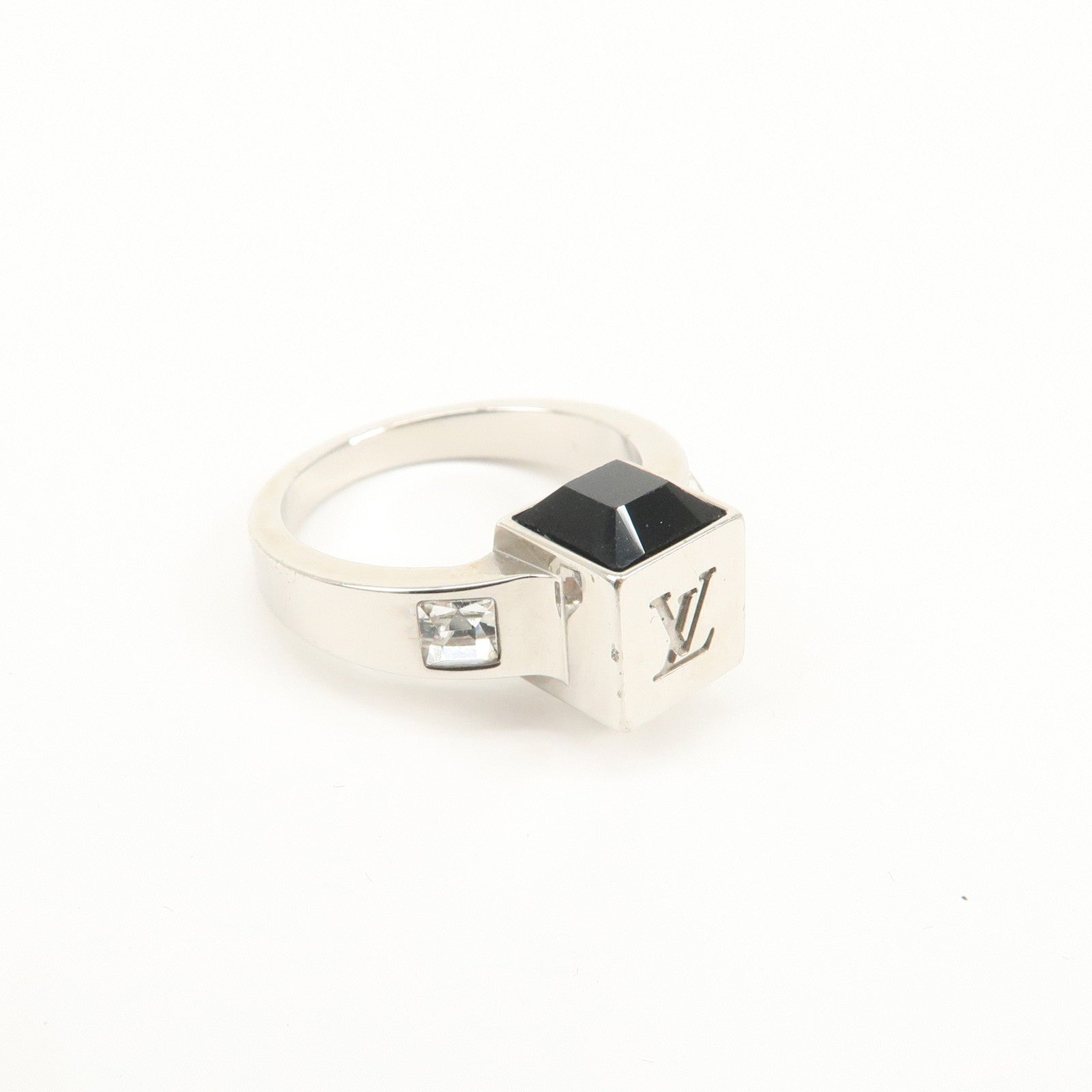 Louis Vuitton Berg Gamble Metal Rhinestone Ring Silver M66389