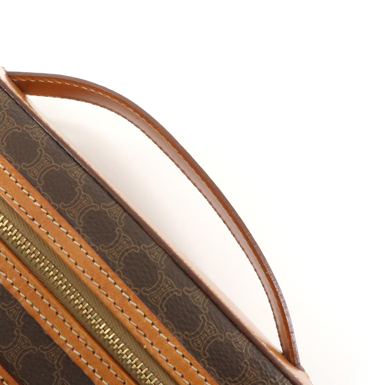 CELINE Macadam PVC Leather Hand Bag Pouch Cosmetic Pouch Brown