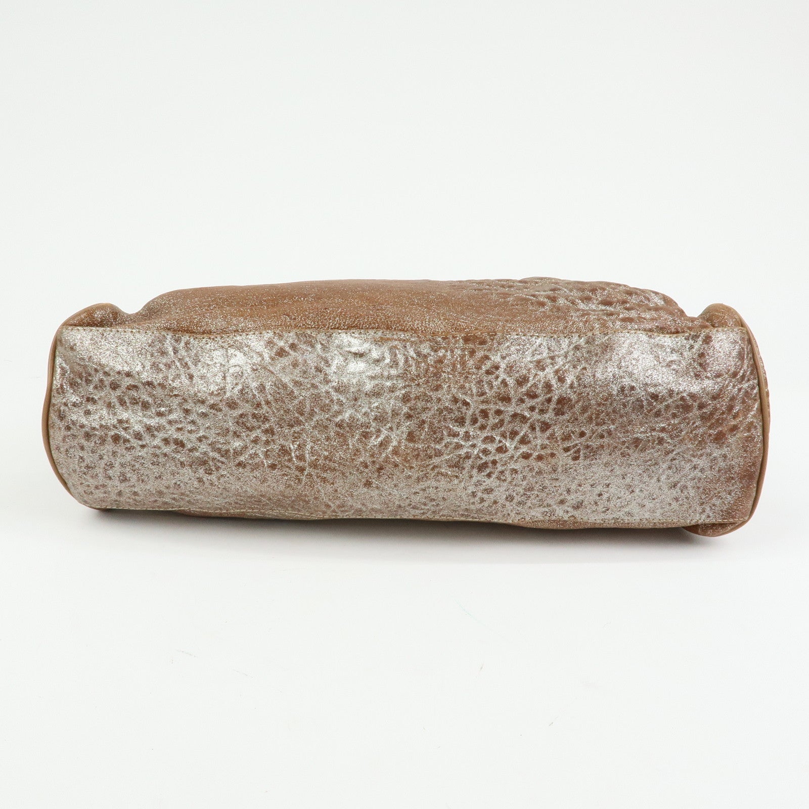 FENDI Ethnico Leather Tote Bag Shoulder Bag Camel 8BN162