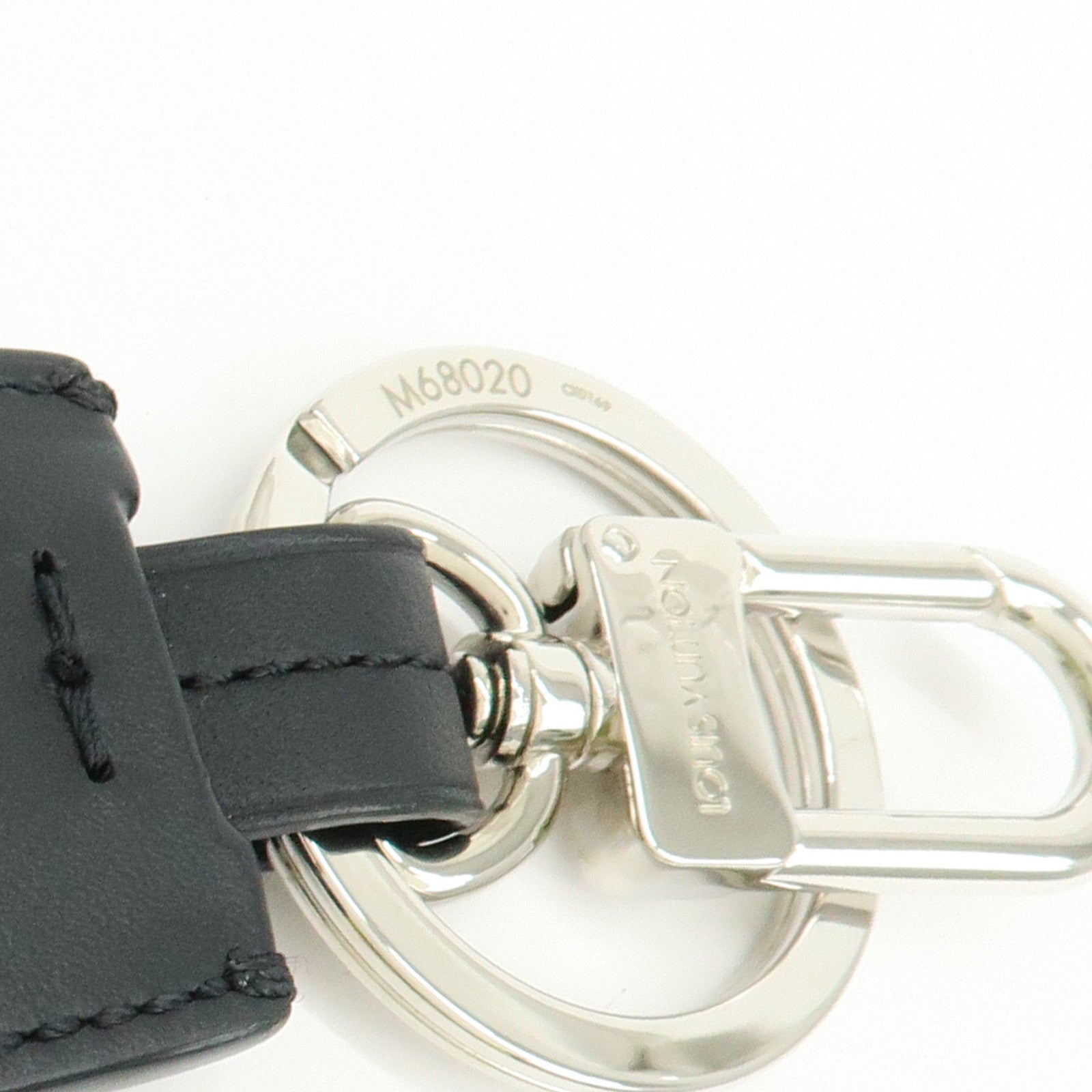 Louis Vuitton Leather Bag Charm Key Chain Black Silver M68020