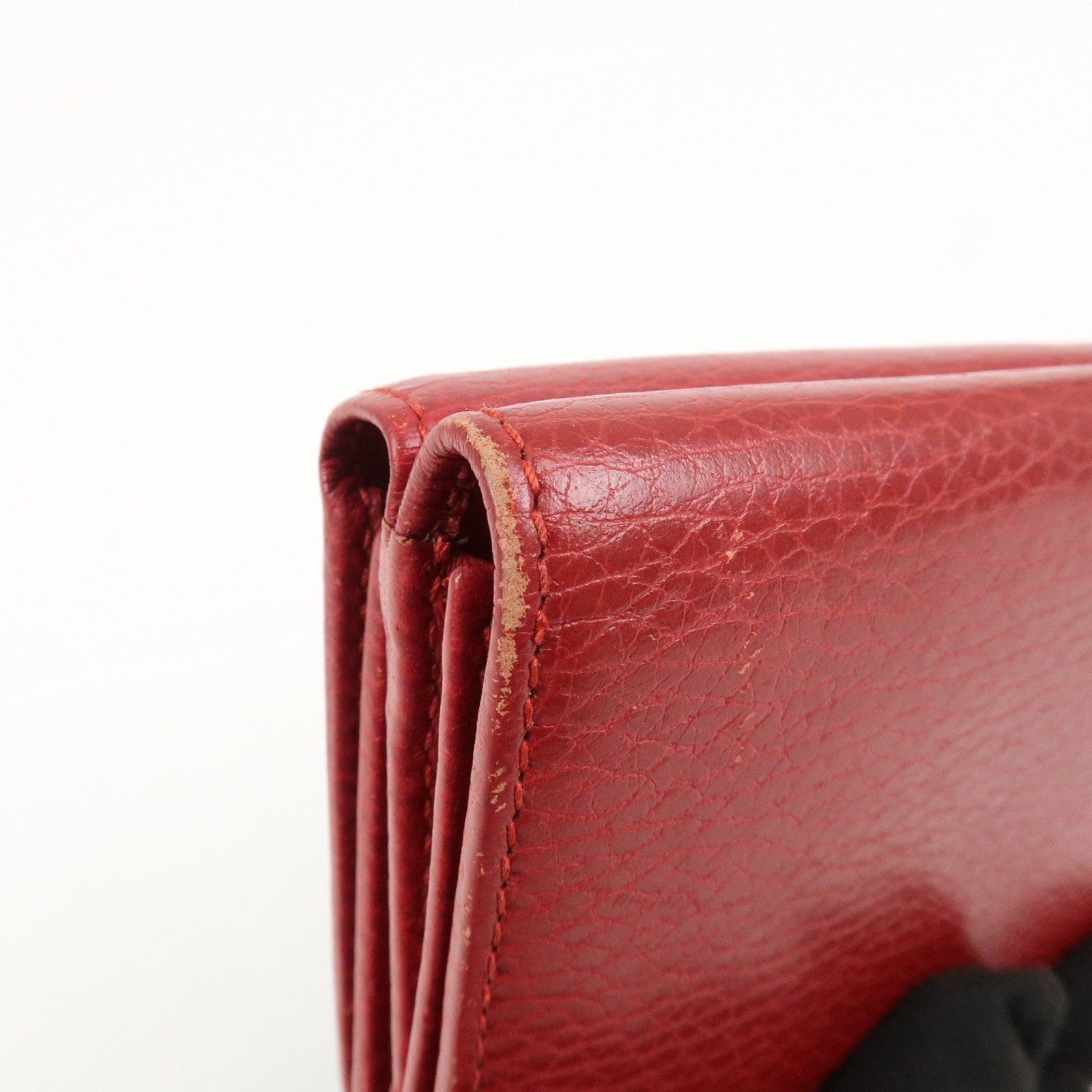 GUCCI GG Marmont Leather Tri-fold Compact Wallet Red 474746