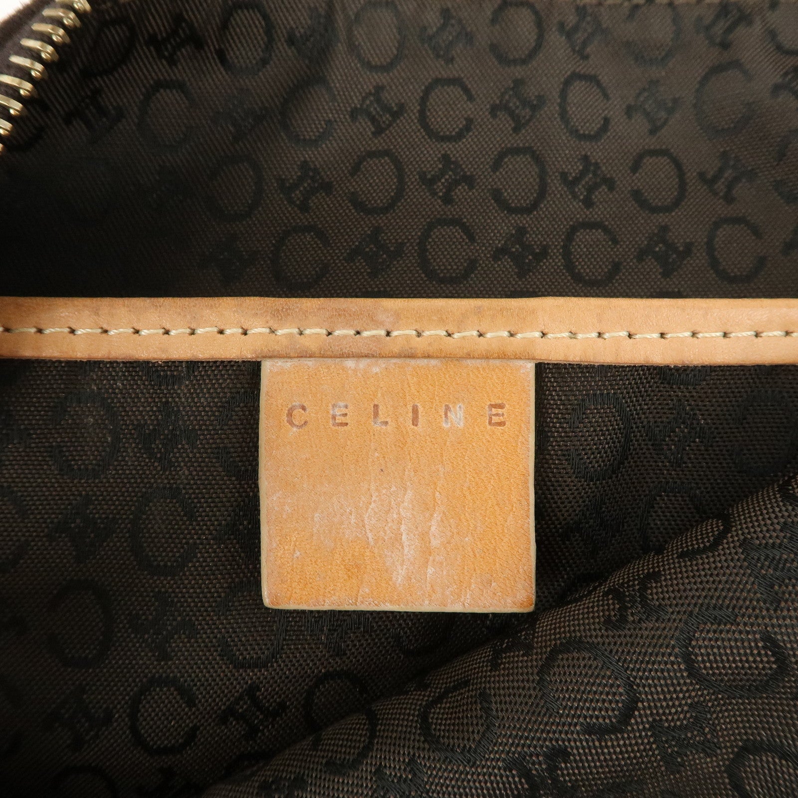 CELINE Macadam Leather Suede Shoulder Bag Hand Bag Brown