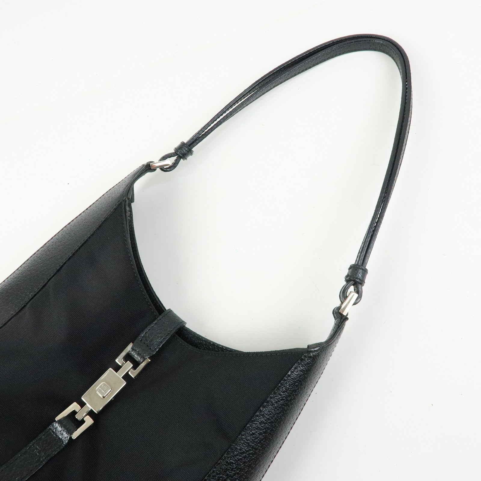 GUCCI Jackie Nylon Leather Shoulder Bag Hand Bag Black 001・3876