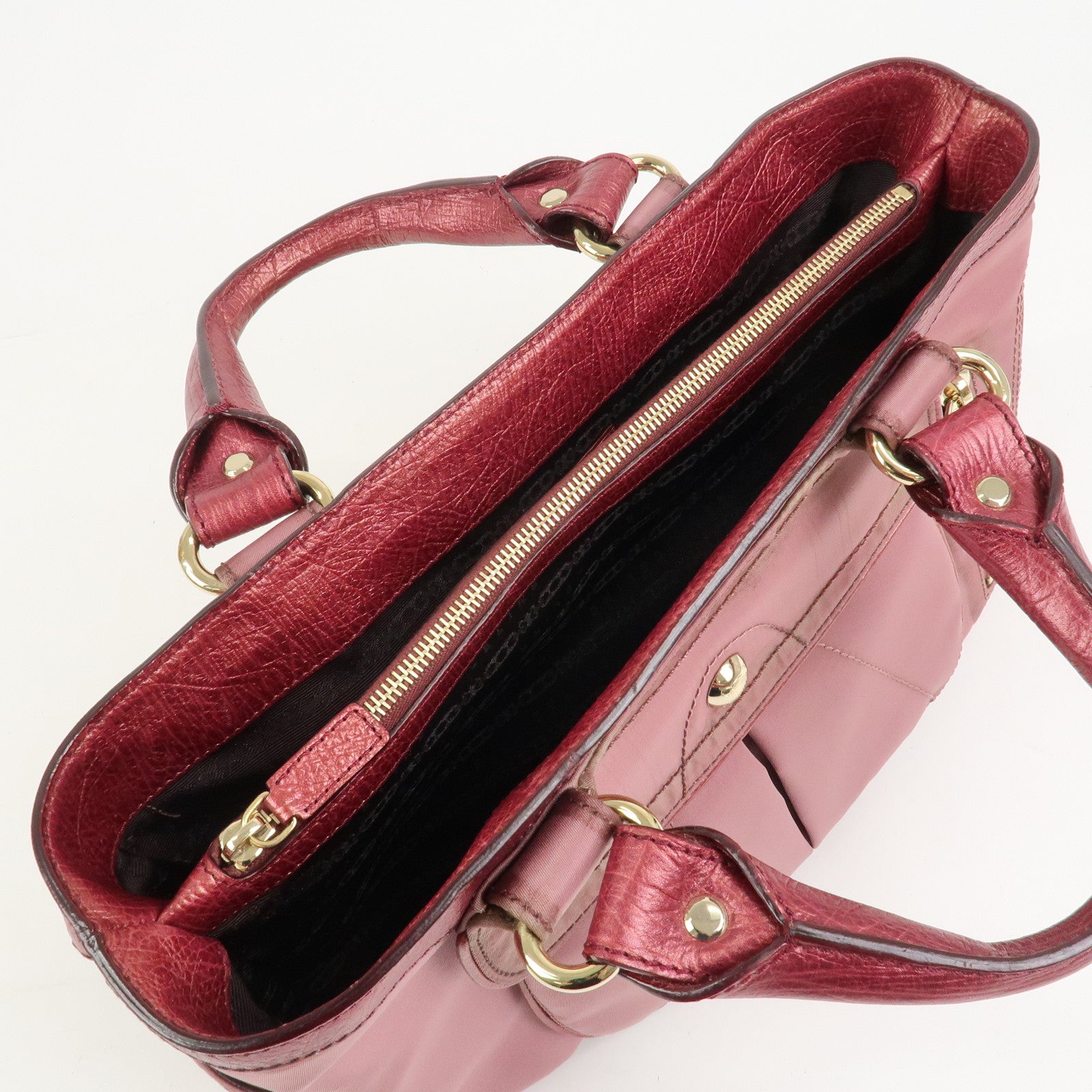 CELINE Logo Nylon Leather Boogie Bag Hand Bag Pink