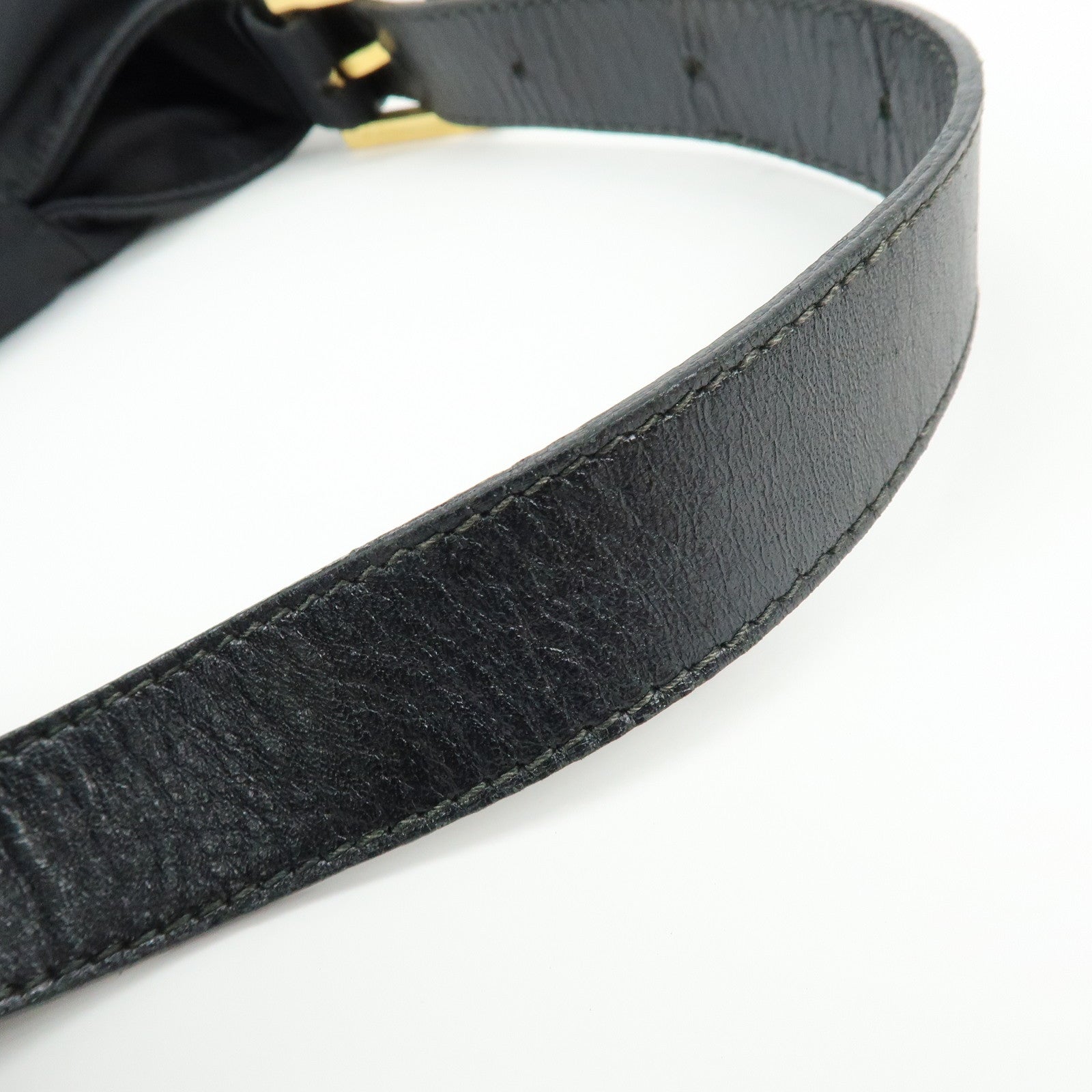 FENDI Nylon Leather Hand Bag Shoulder Bag Black 15333