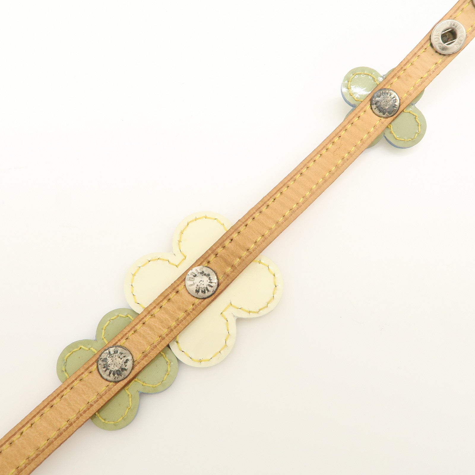 Louis Vuitton Nume Leather Vernis Lethear Flower Lexington Choker Bracelet Natural M92252