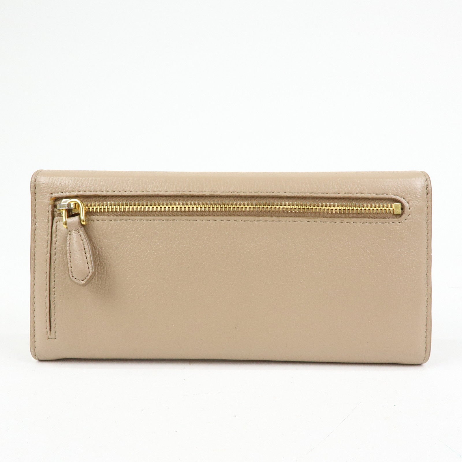 PRADA Saffiano Leather Flap Bi-Fold Long Wallet Pink Beige 1MH132