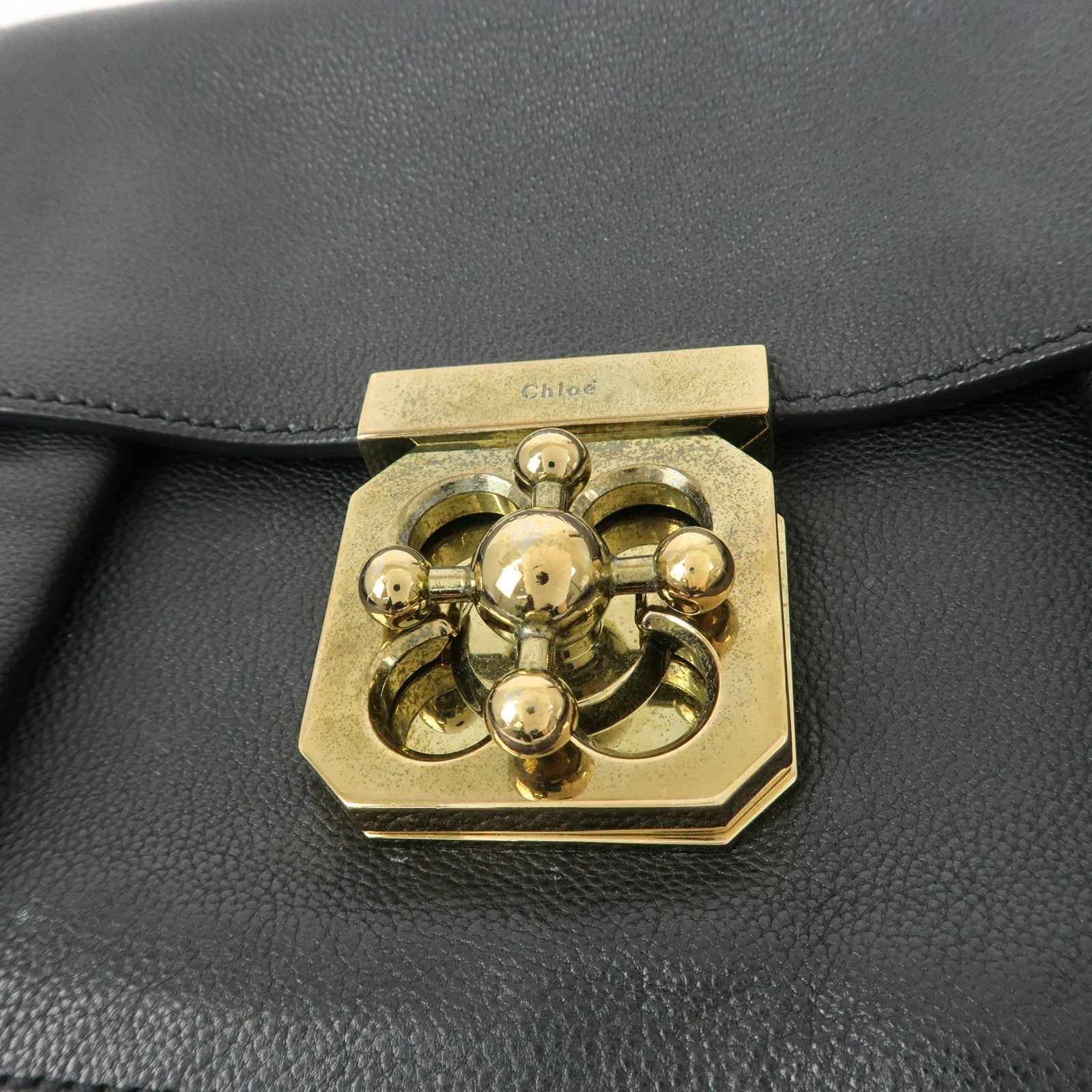 Chloe Elsie Leather Chain Shoulder Bag Hand Bag Black