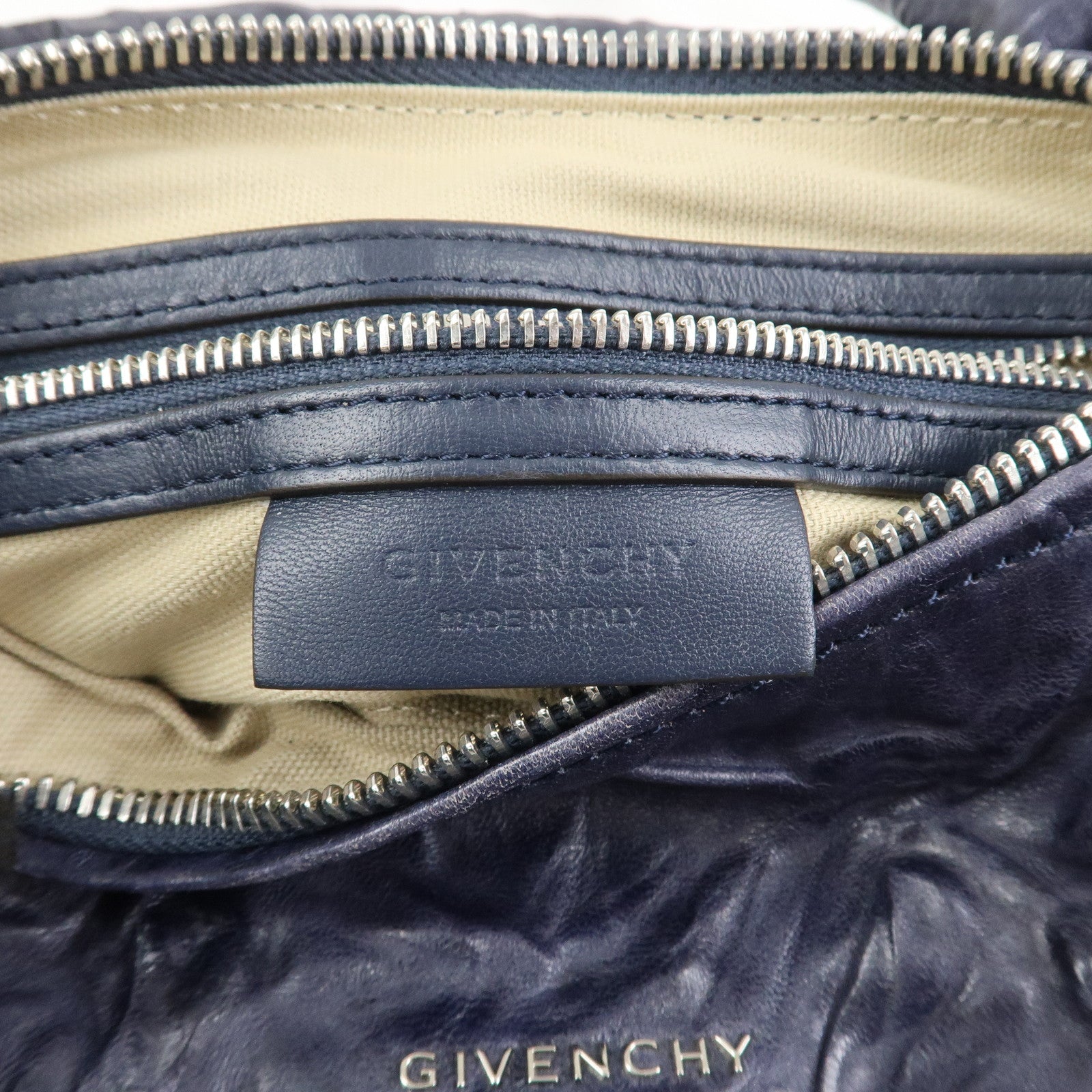 GIVENCHY Pandora Leather 2Way Bag Hand Bag Shoulder Bag Navy