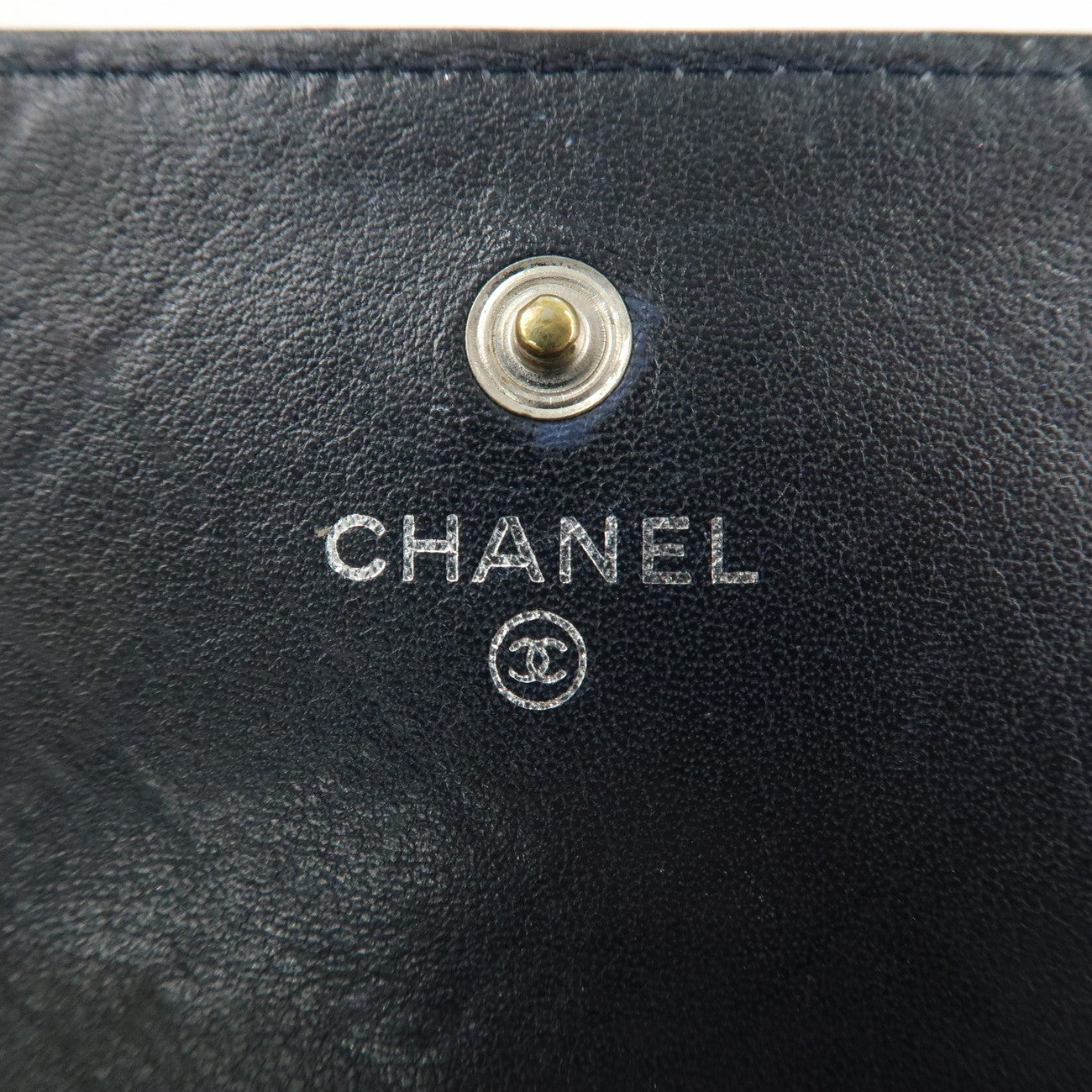 CHANEL Matelasse Leather Chain Long Wallet Dark Navy Bicolore Used
