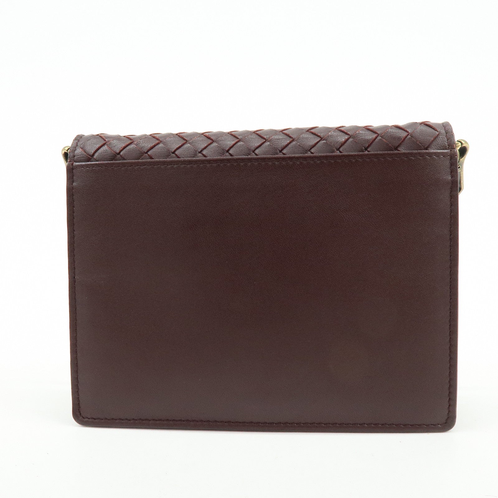 BOTTEGA VENETA Intrecciato Leather Chain Wallet Brown