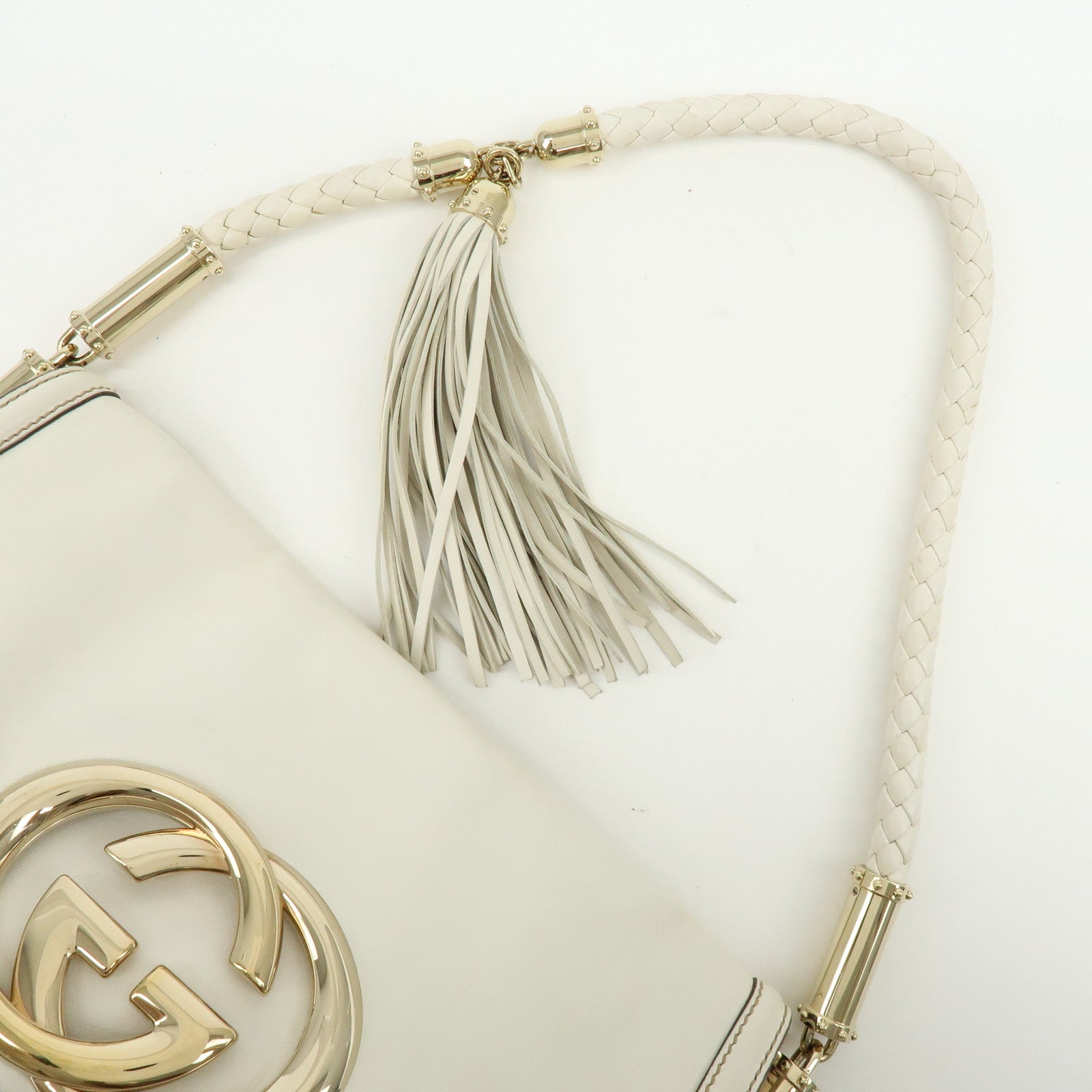 GUCCI Interlocking G Leather Shoulder Bag Ivory 167732