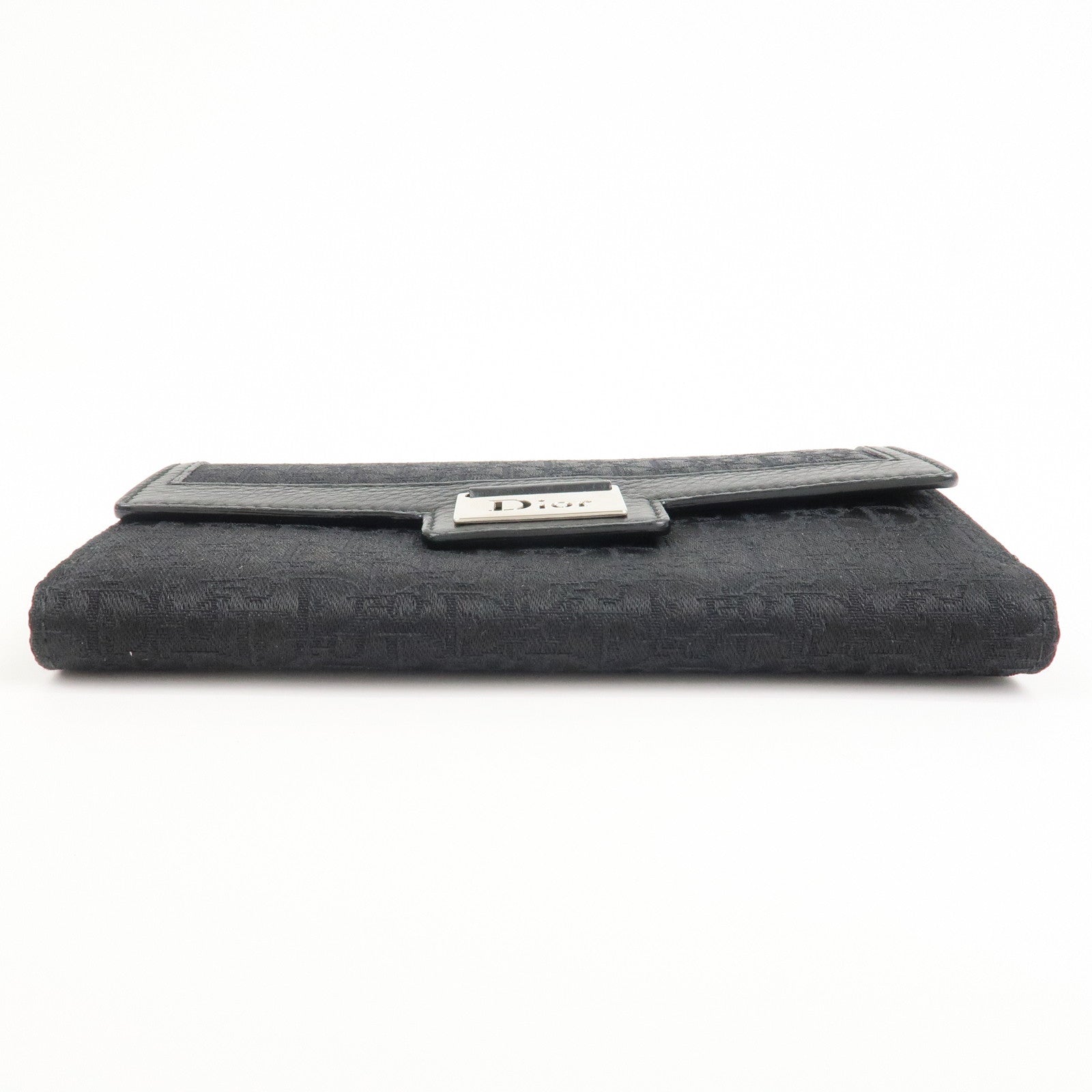 Christian Dior Trotter Canvas Leather Long Wallet Black