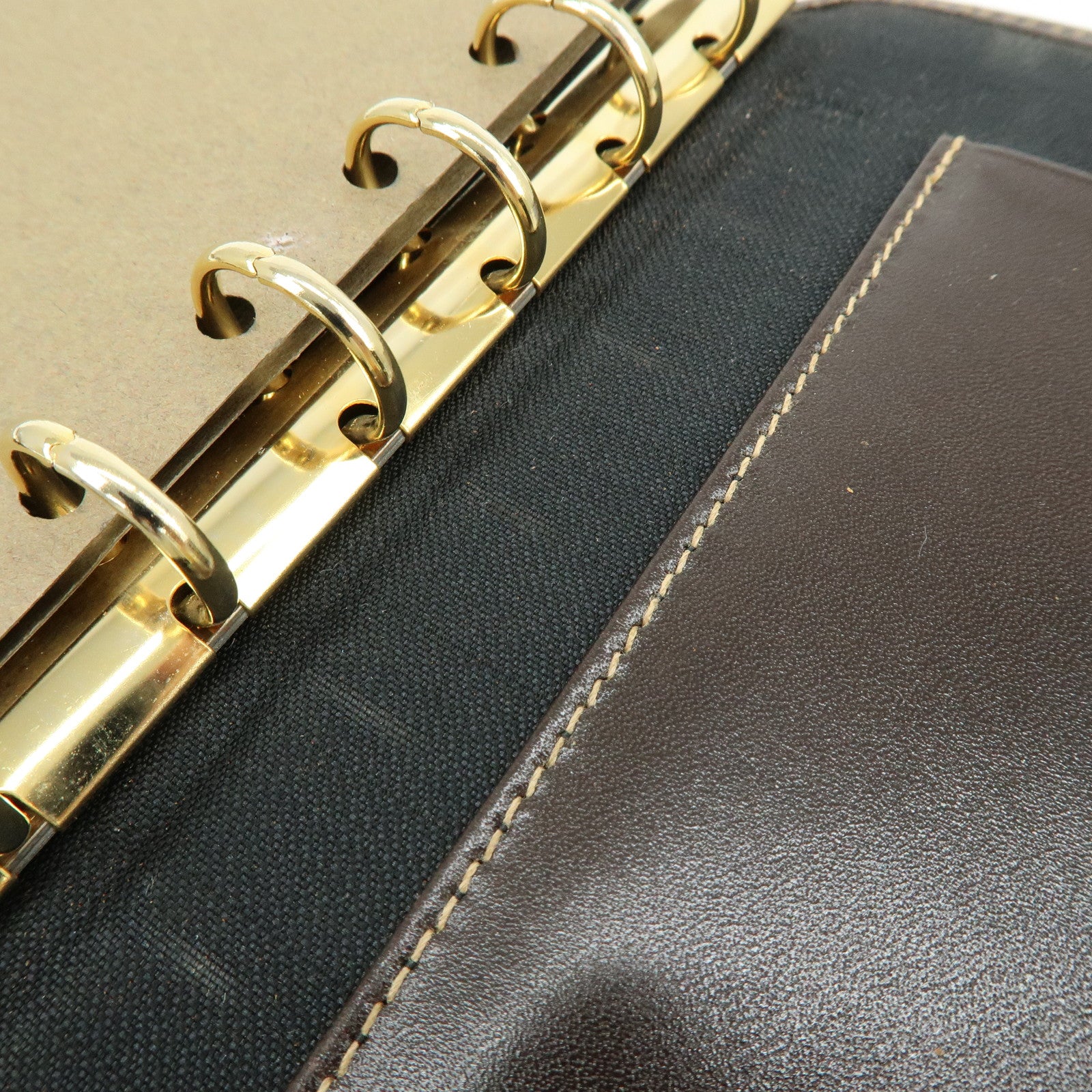 FENDI Zucca Canvas Leather Agenda Planner Cover Brown Black 30153