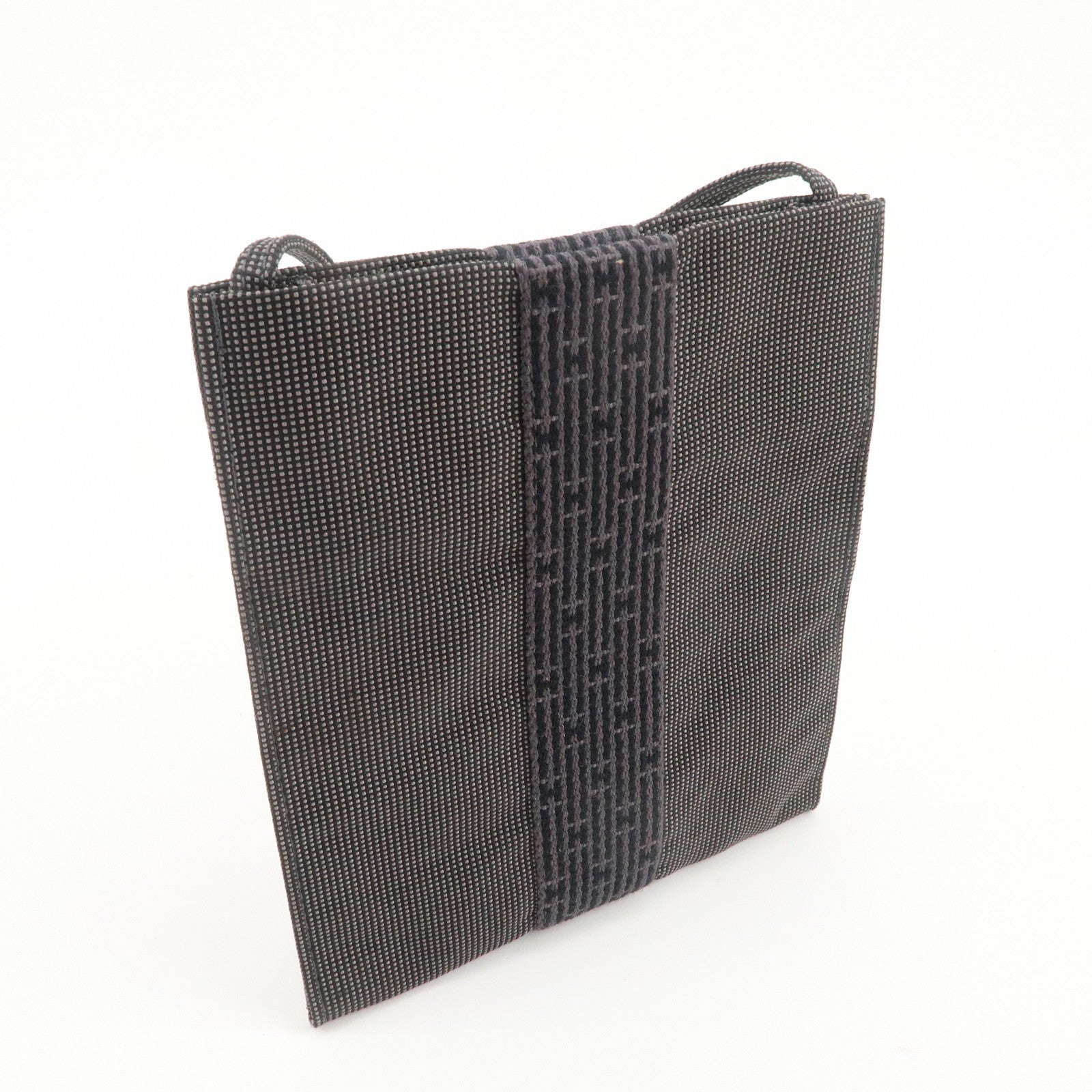 HERMES Herline Herbag Canvas Shoulder Bag Crossbody Bag Black