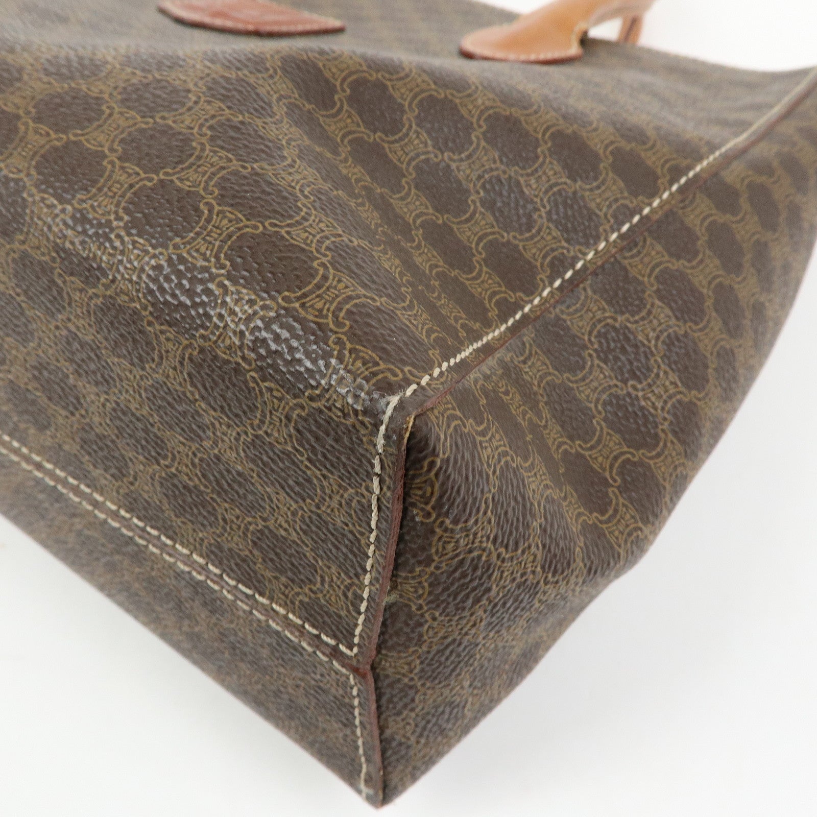 CELINE Macadam PVC Leather Tote Bag Hand Bag Brown