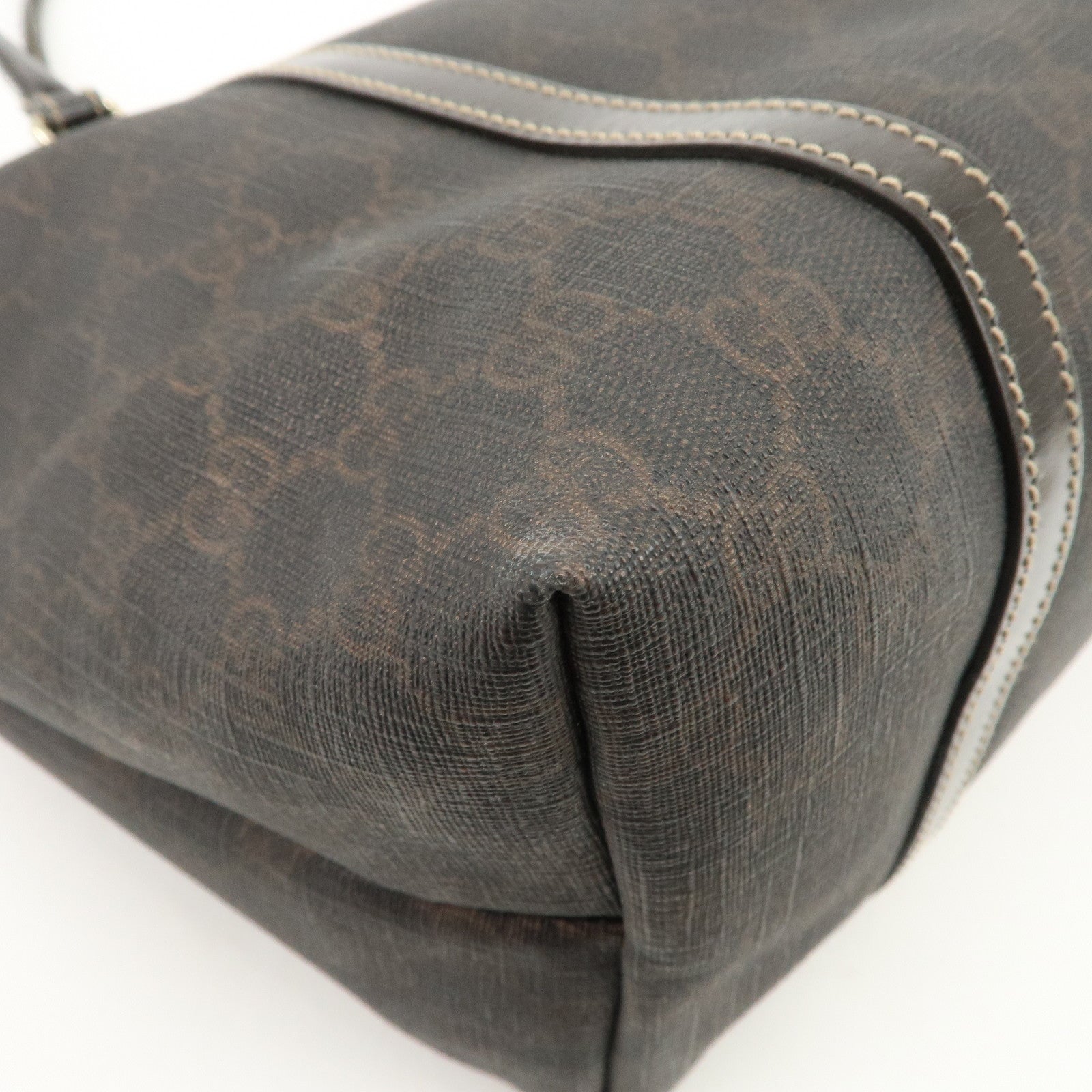 GUCCI GG Supreme Patent Leather Tote Bag Hand Bag Brown 197953