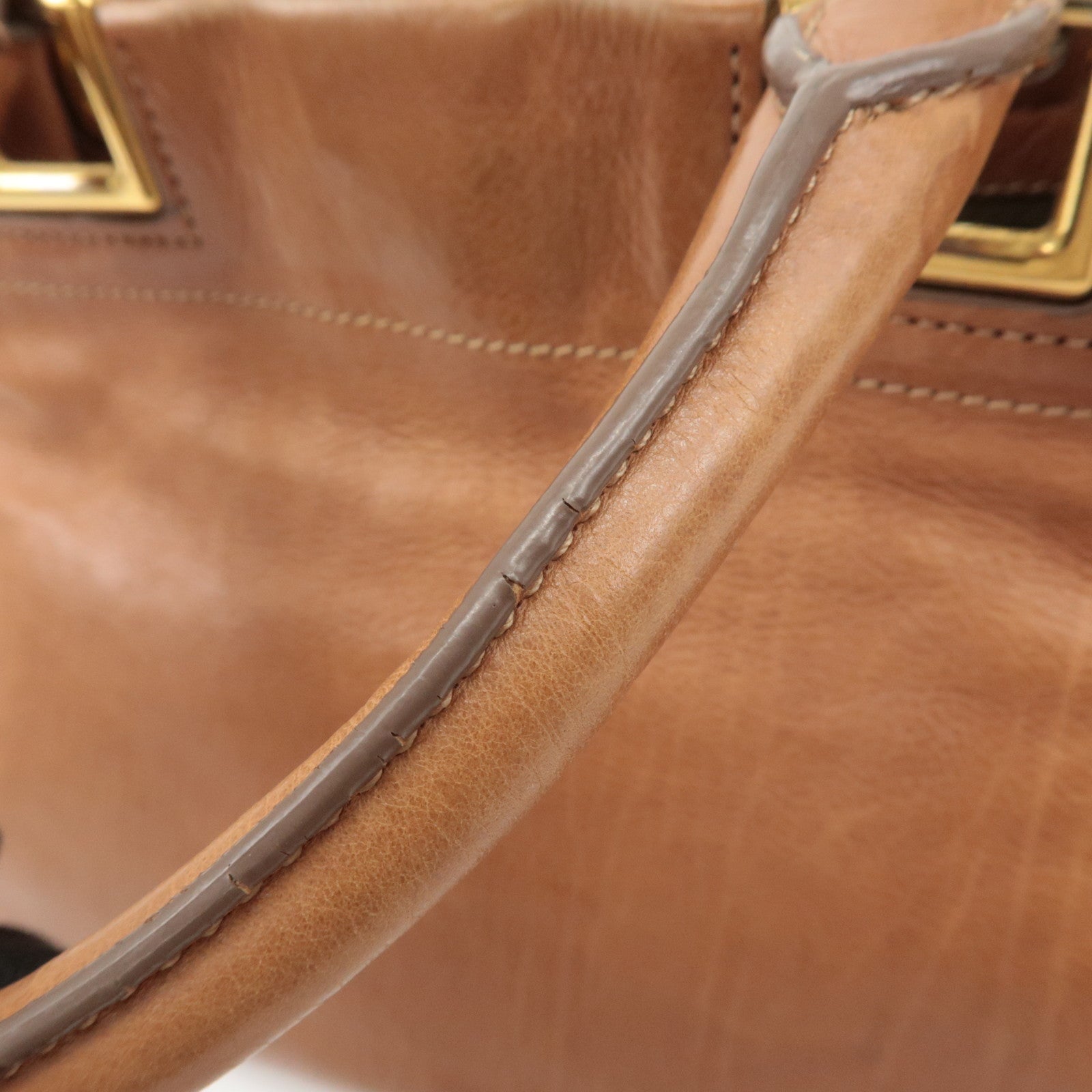 PRADA Logo Leather Ribbon 2Way Bag Hand Bag Brown BN2245 Used
